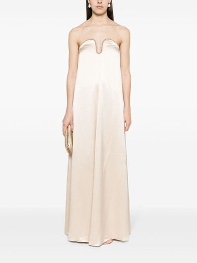 ROLAND MOURET rhinestone satin maxi dress outlook