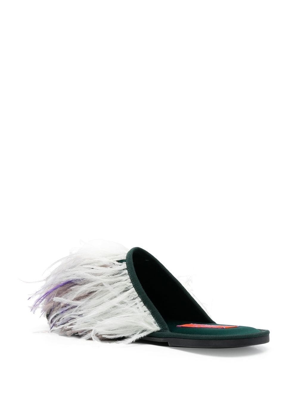 feather-detail slippers - 3