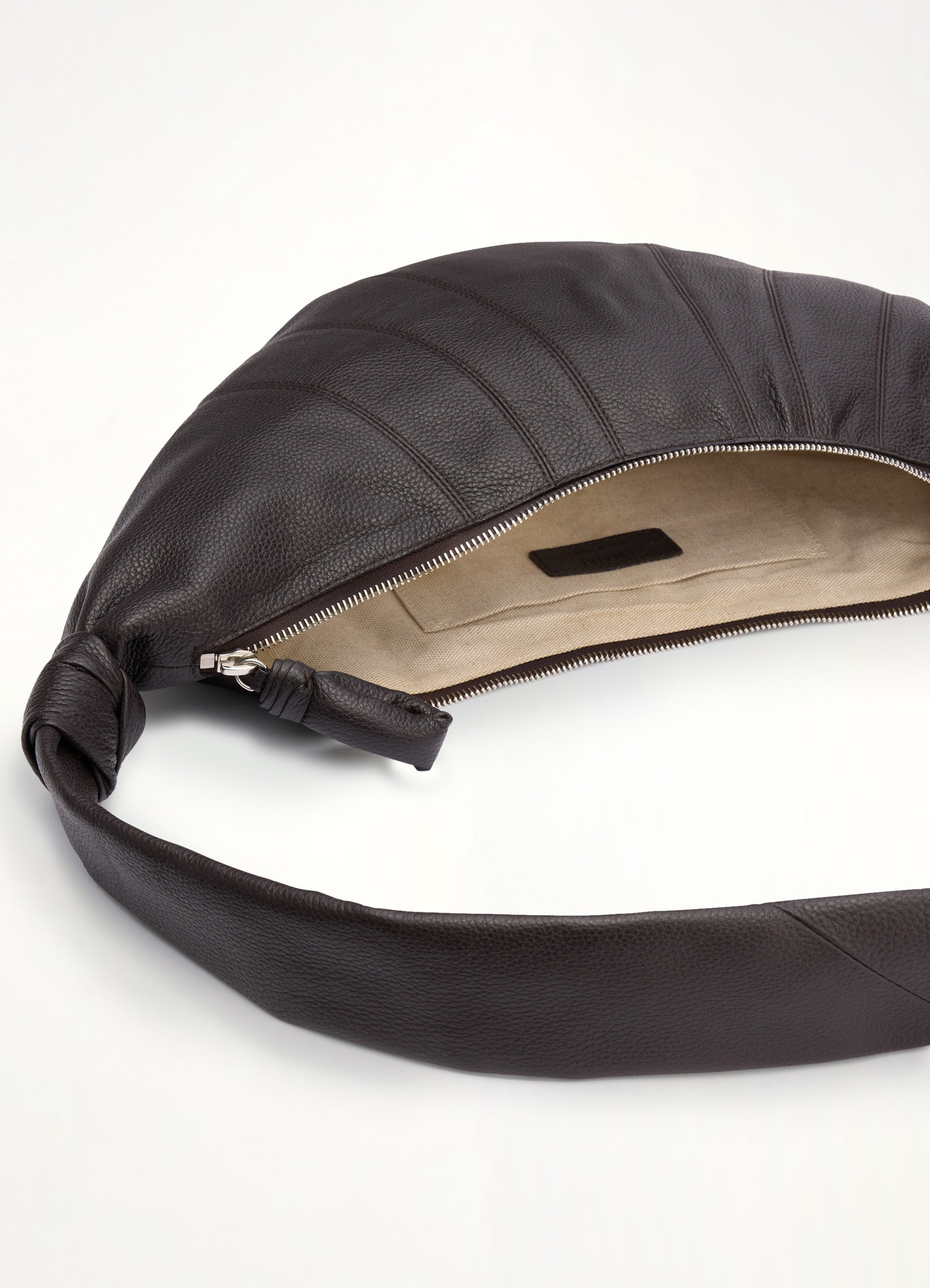 Cowhide Medium Croissant Bag in Dark Chocolate - 3