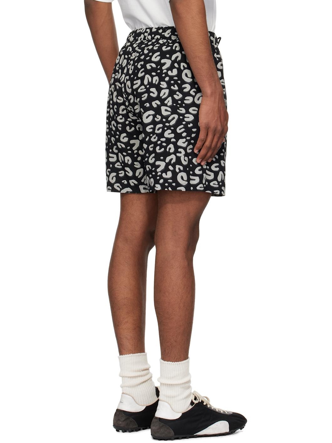 Black & Gray Leopard Shorts - 3