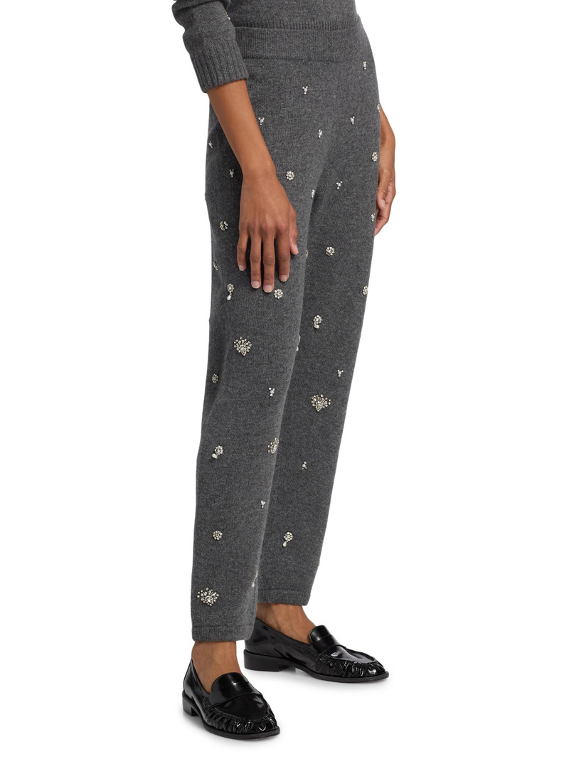 Women's Kandace Embellished Wool-Cashmere Joggers - Charcoal Grey 4