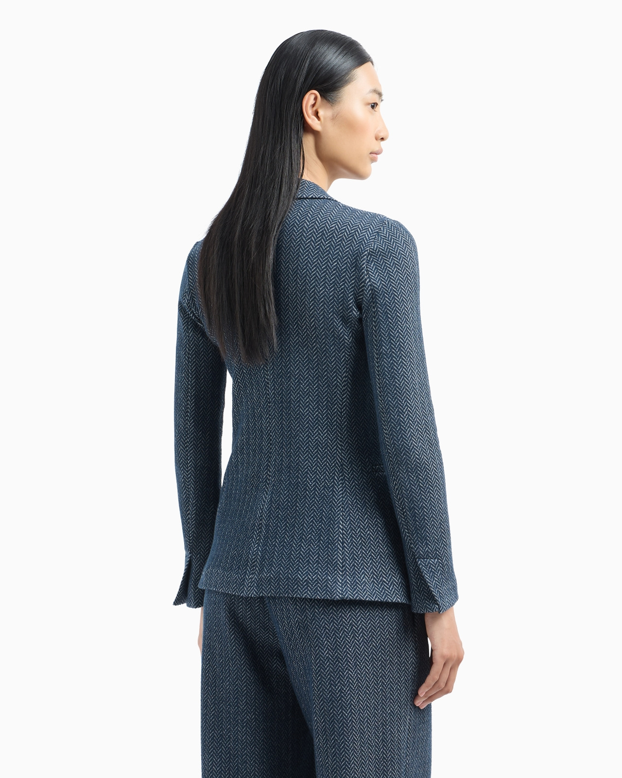 SINGLE-BREASTED BLAZER CHEVRON-MOTIF JERSEY - 3
