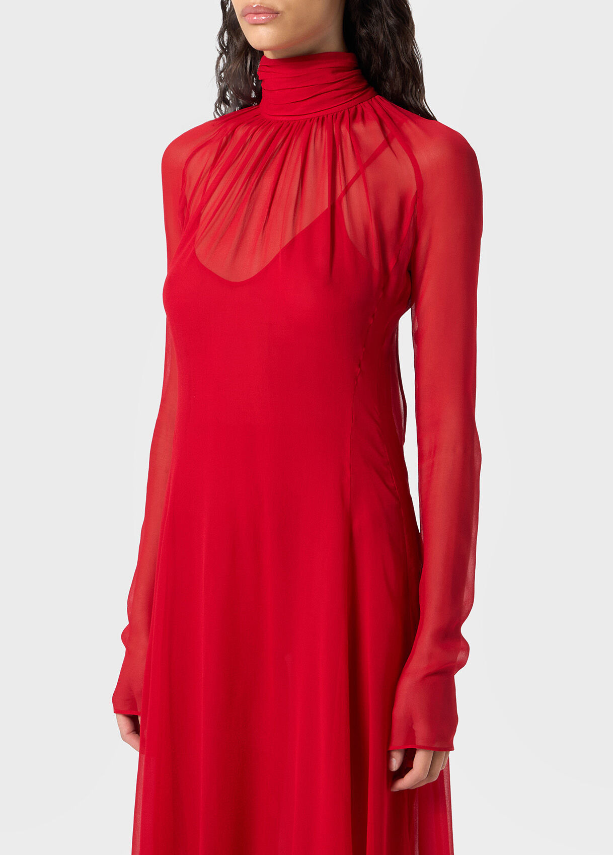 LONG SILK GEORGETTE DRESS WITH SCARF - 4