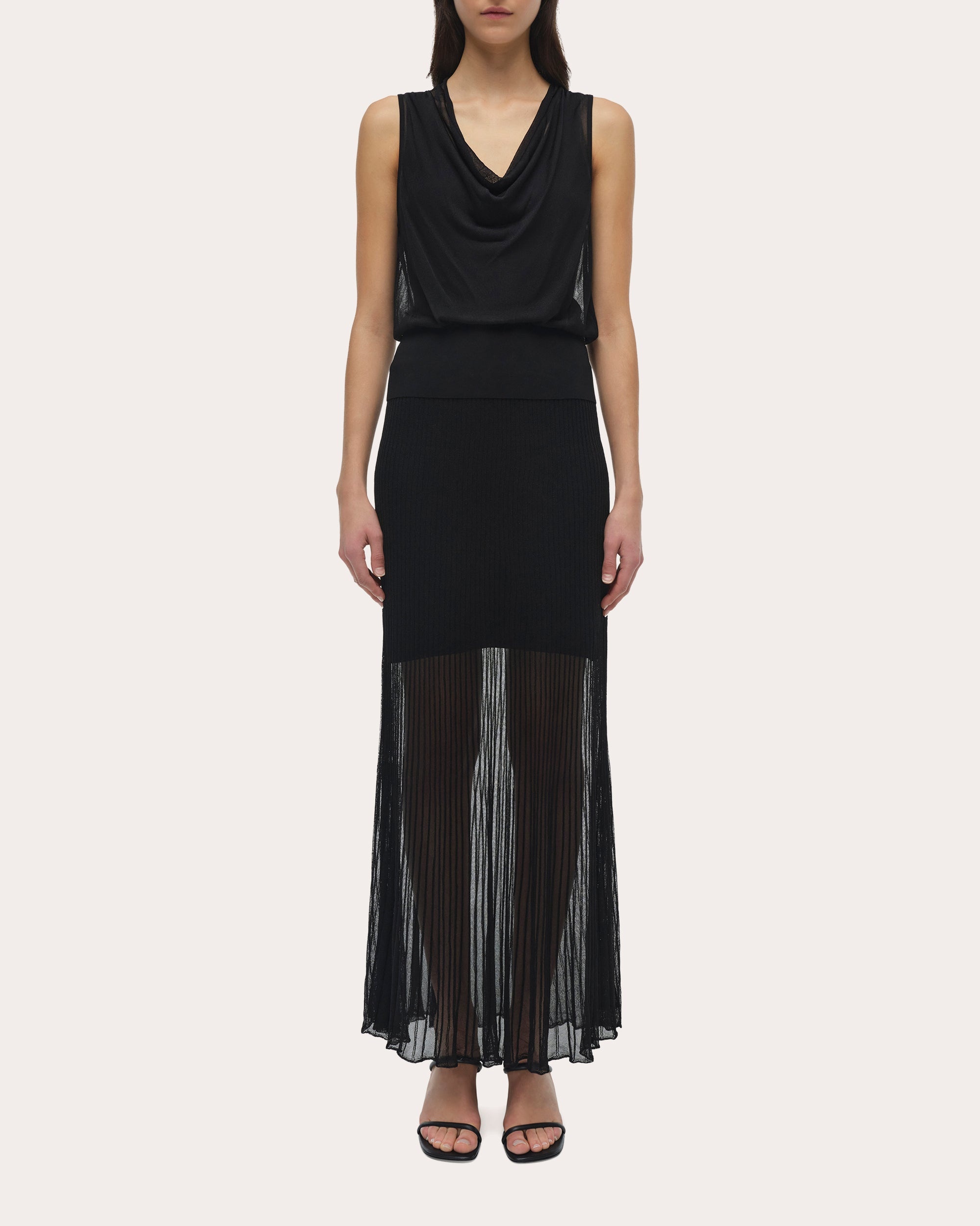 Gennie Sheer Rib Knit Maxi Skirt - 1