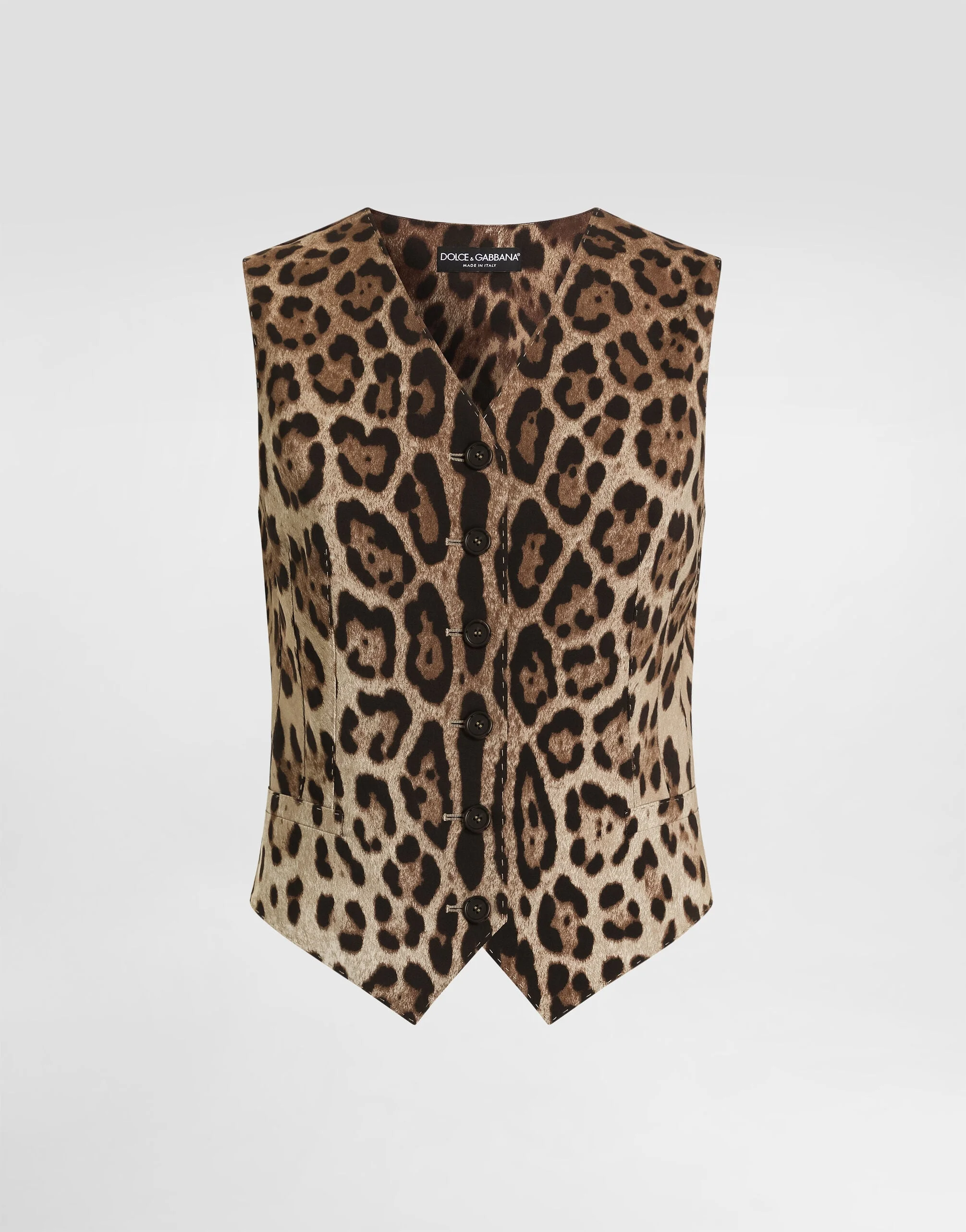 Leo-print wool vest - 1