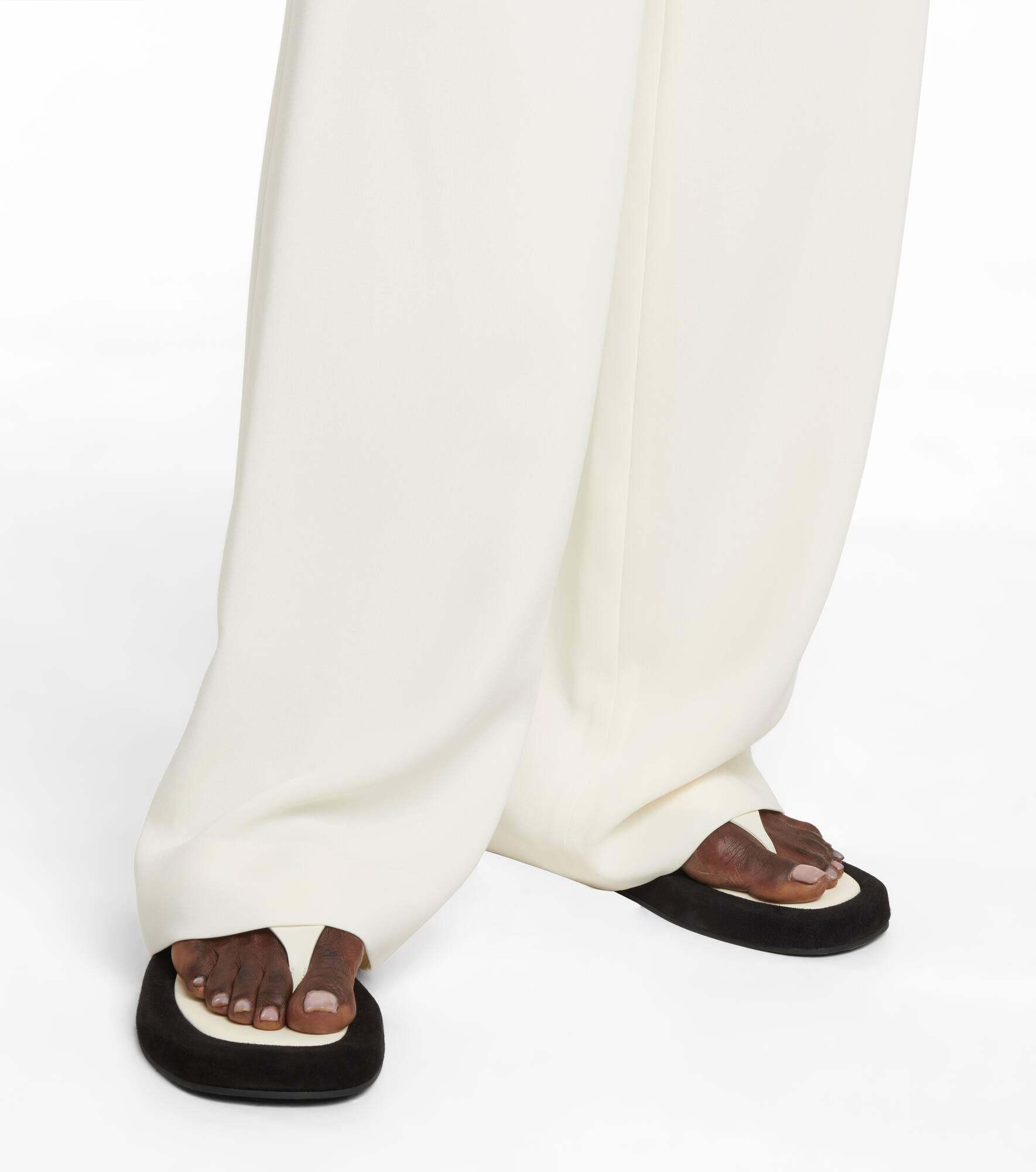 Ginza leather and suede thong sandals - 4