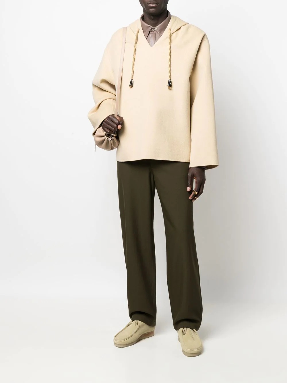 hooded pilgrim-collar jumper - 2