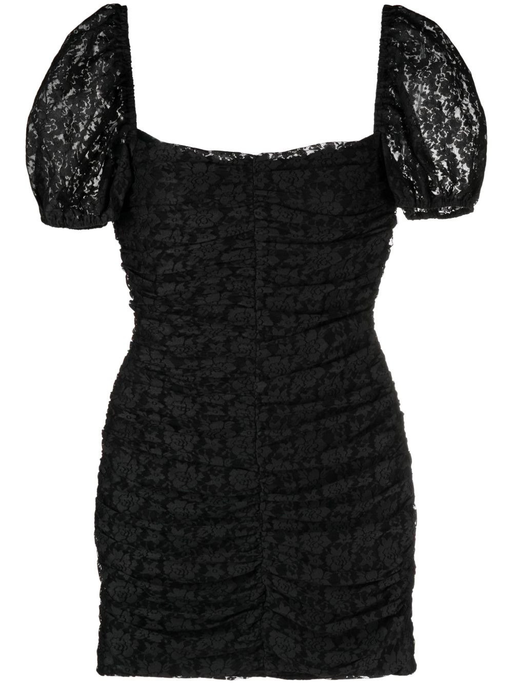 floral-lace ruched minidress - 1