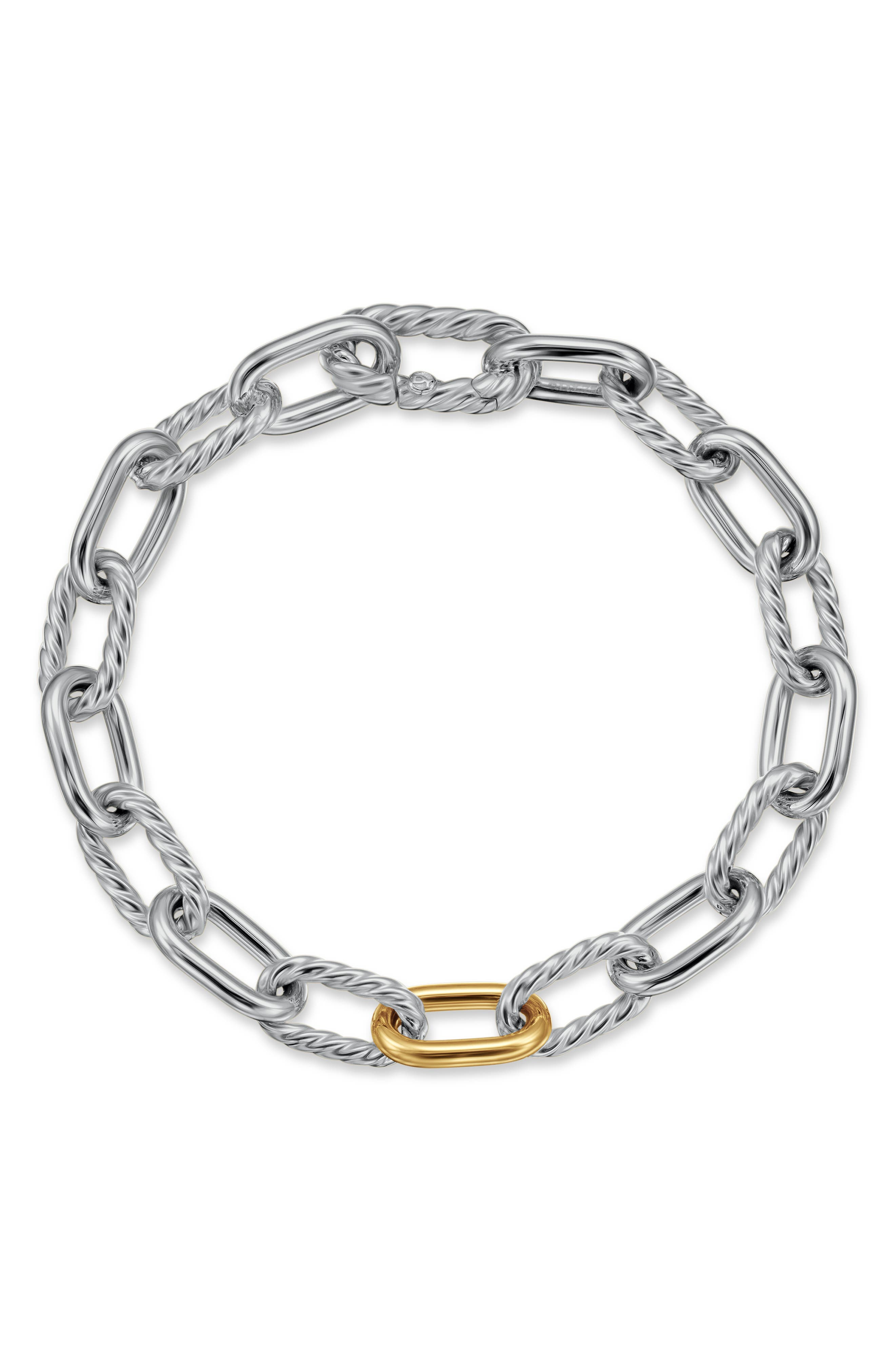 David Yurman DY Madison Chain in Sterling Silver with 18K Gold Bracelet, 8.5mm in Silver 18K Yellow  - 7