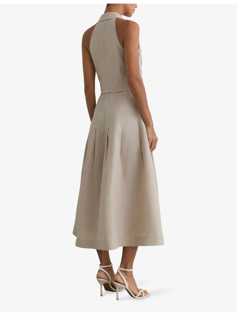 Tara Petite Tie-Waist Tailored Linen Midi Dress 3