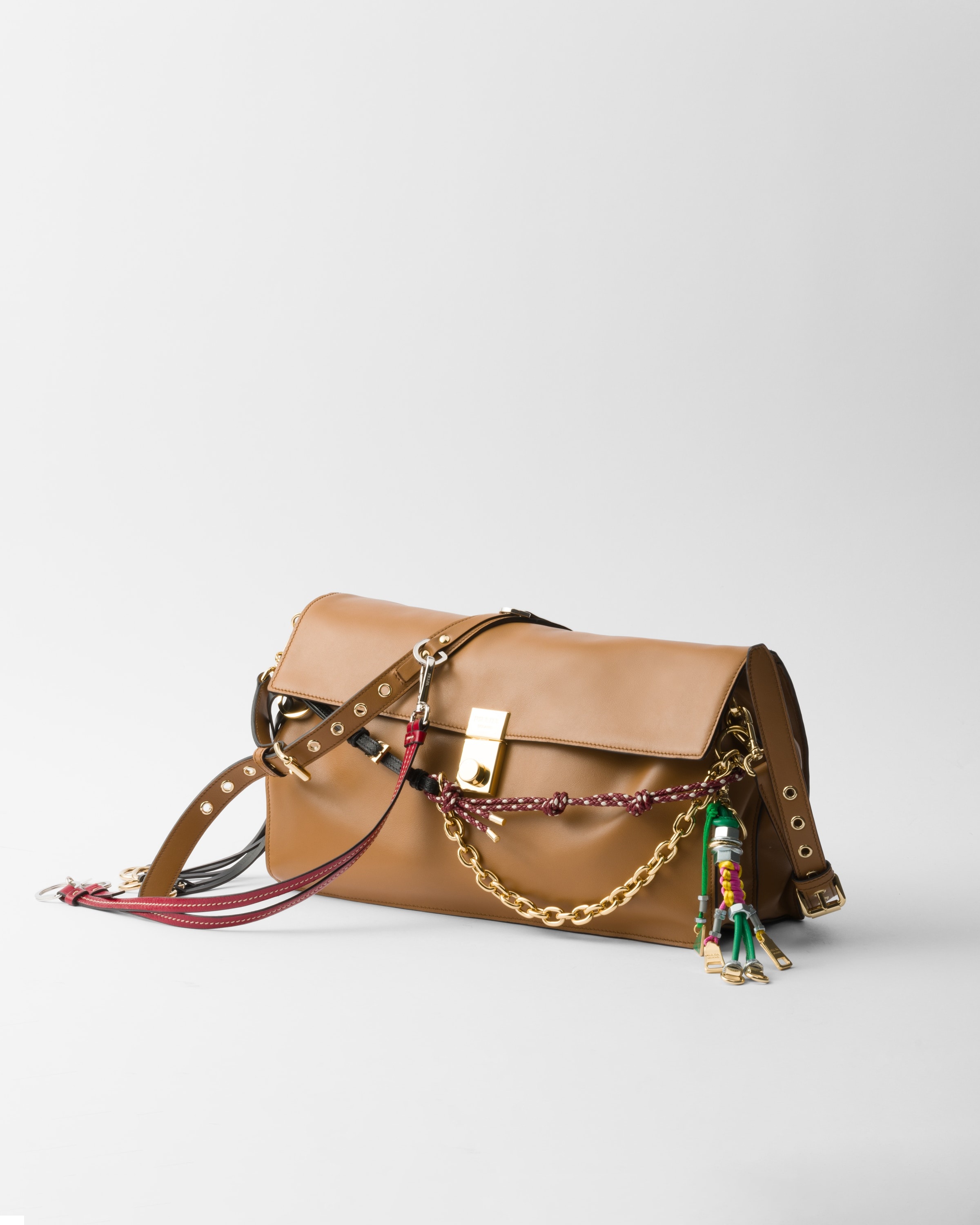 Prada Soft Sound large leather shoulder bag with charms - 2