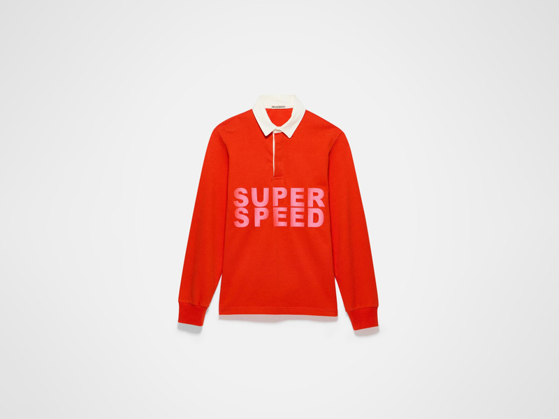 'SUPER SPEED' RUGBY POLO TOP IN BRIGHT RED 1