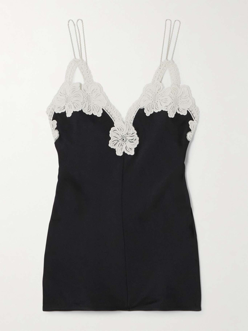 Guipure lace-trimmed satin camisole Black 1