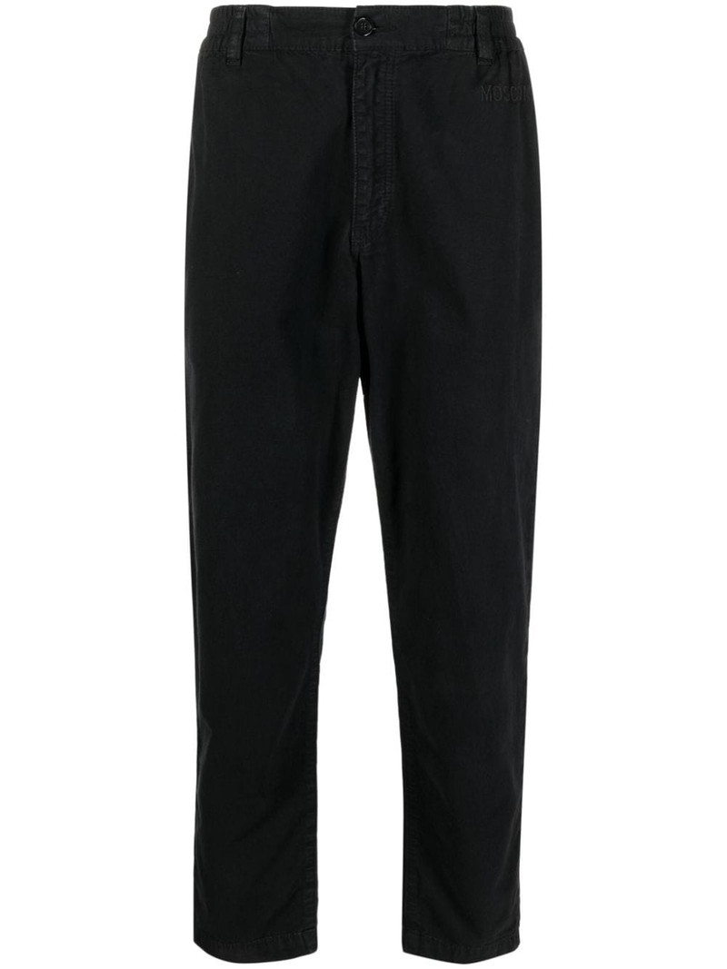 logo-embroidered straight-leg trousers 1