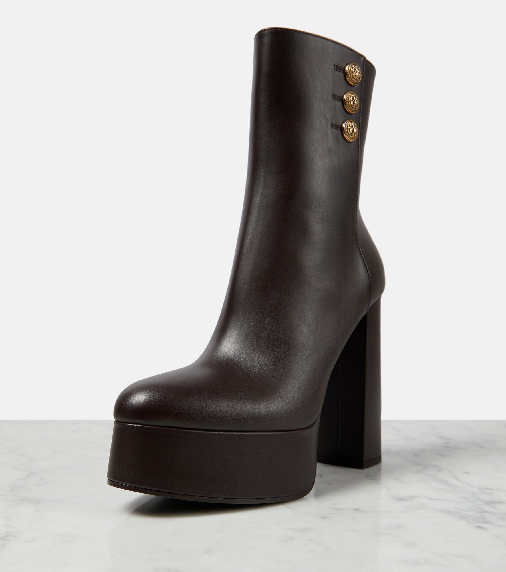 Brune leather platform ankle boots - 6