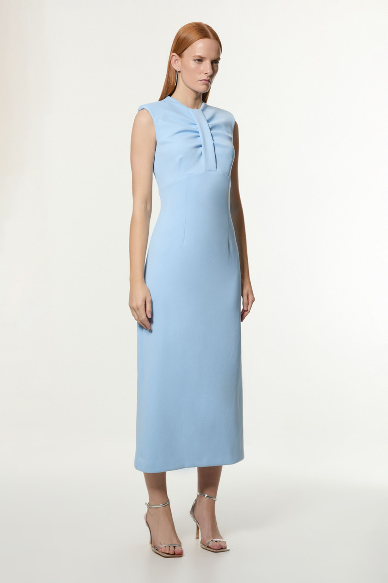 Scuba Drama Twist Detail Woven Midi Dress 1