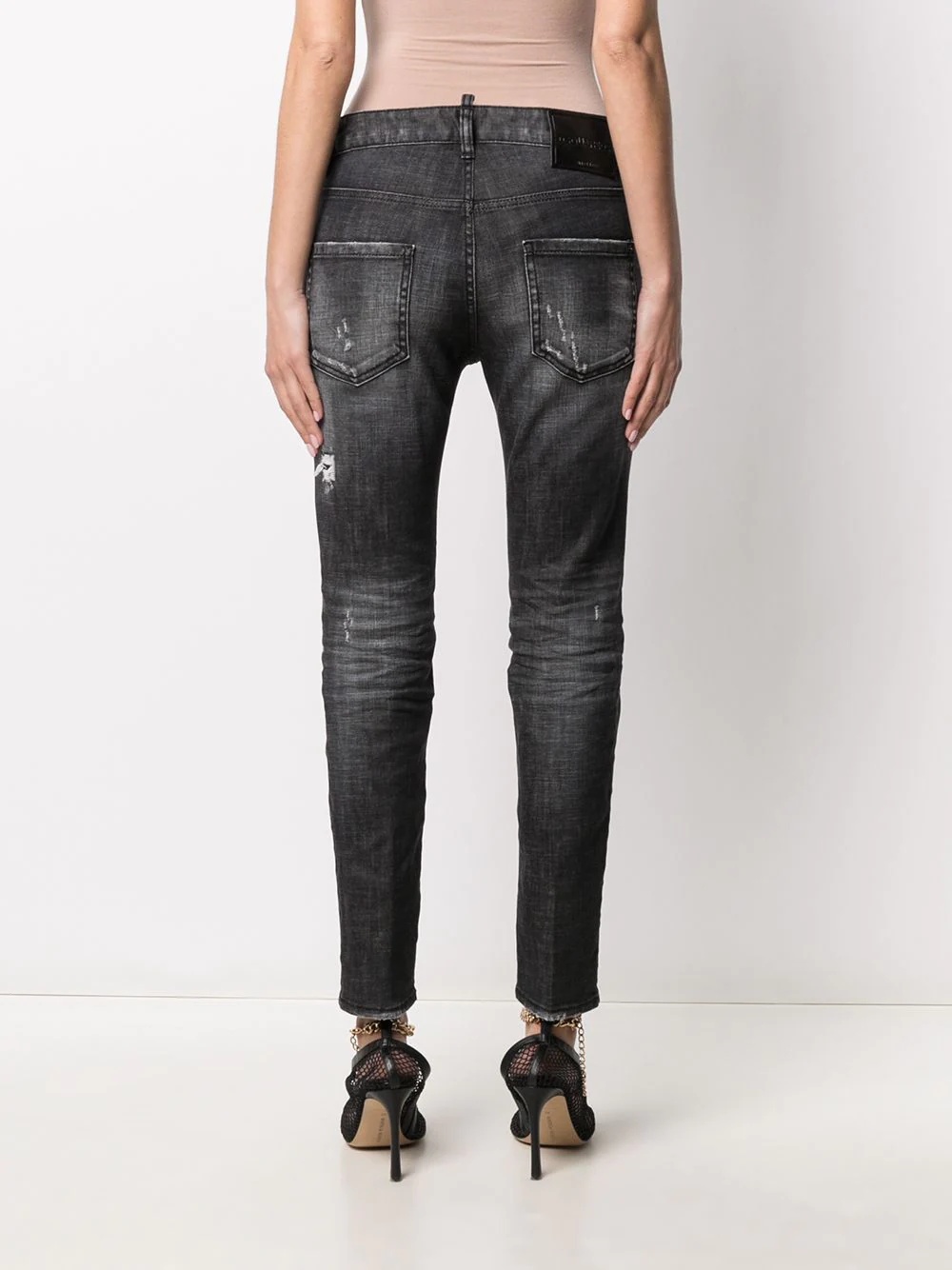 distressed-effect logo-patch denim jeans - 4