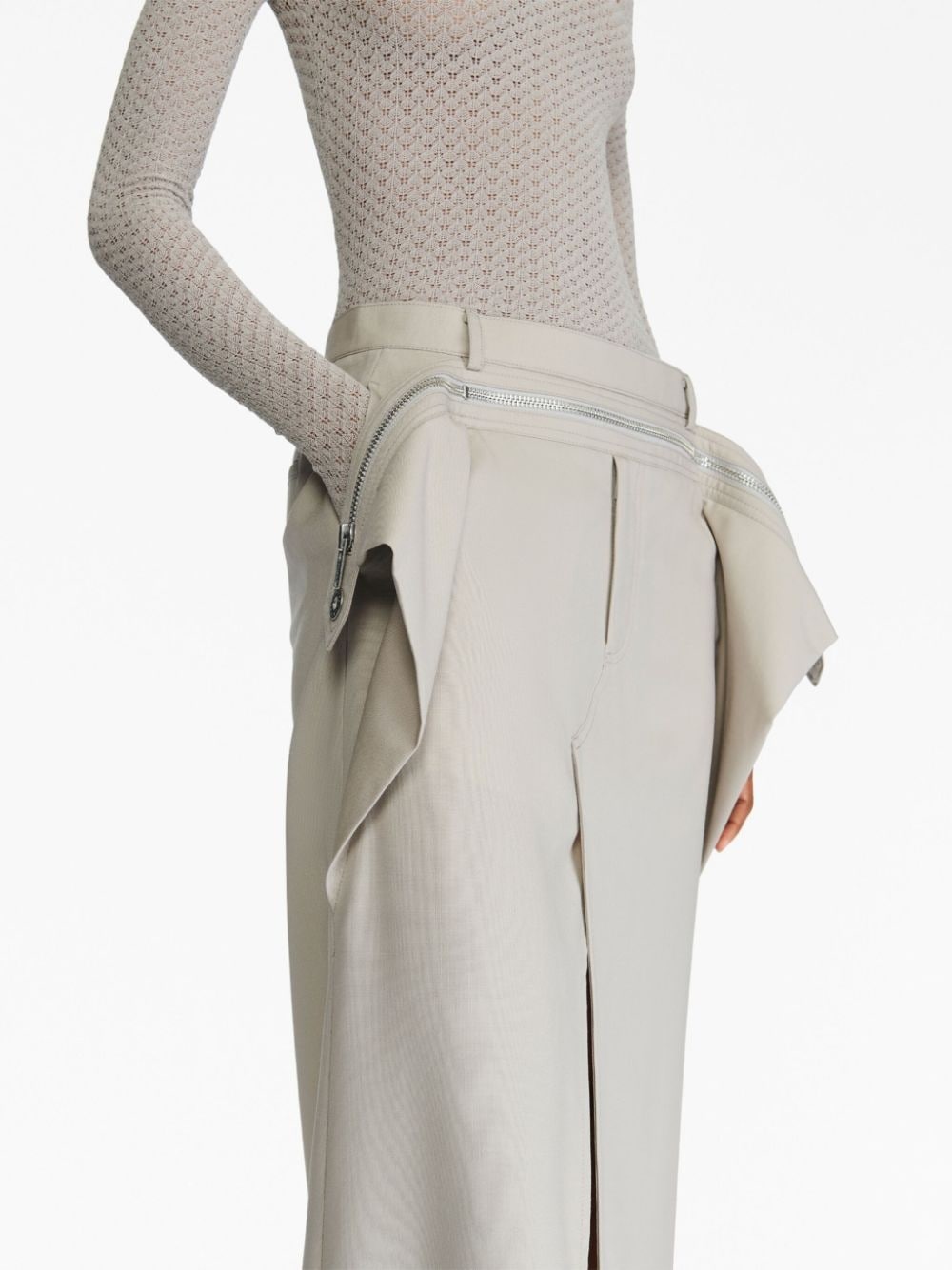 zip-detail wool midi skirt - 5