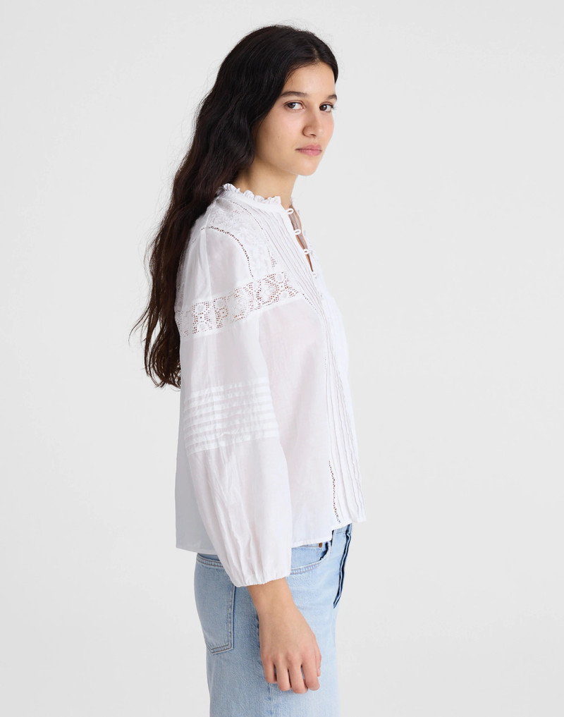 Ruffled High-Neck Pintuck Blouse 4