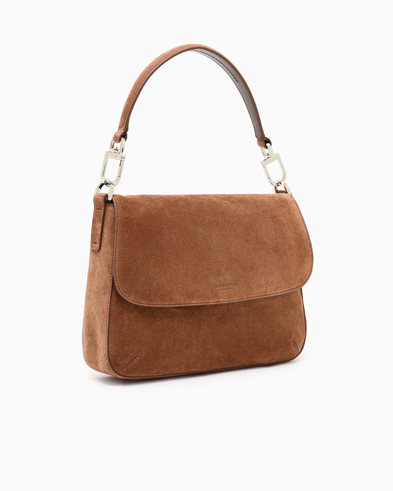 GIORGIO ARMANI Medium la Prima Soft baguette bag in suede outlook