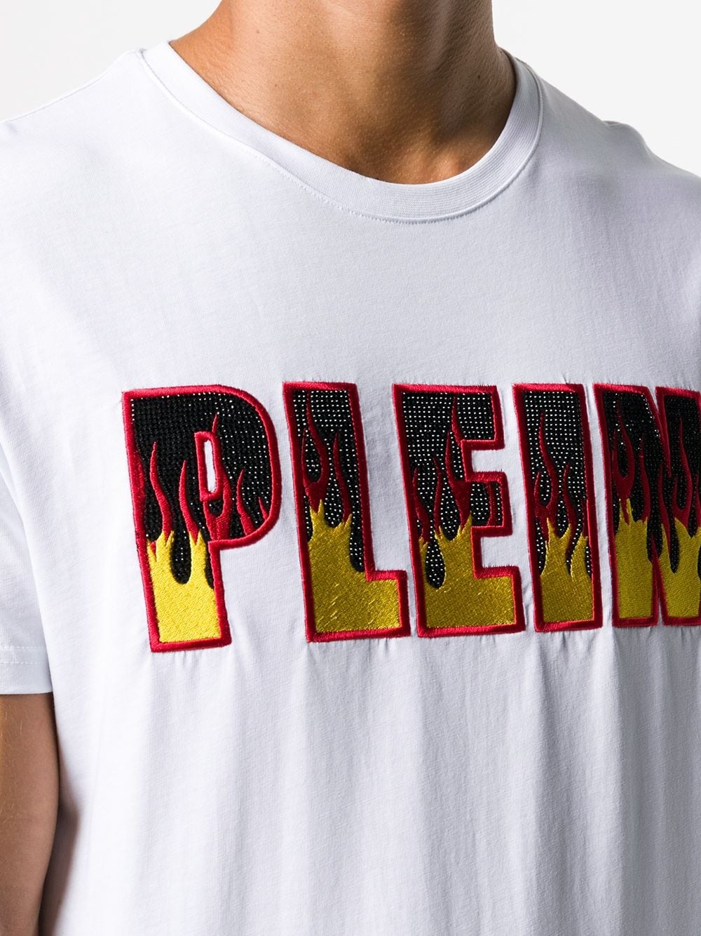 Flame logo-embroidered cotton T-shirt - 5