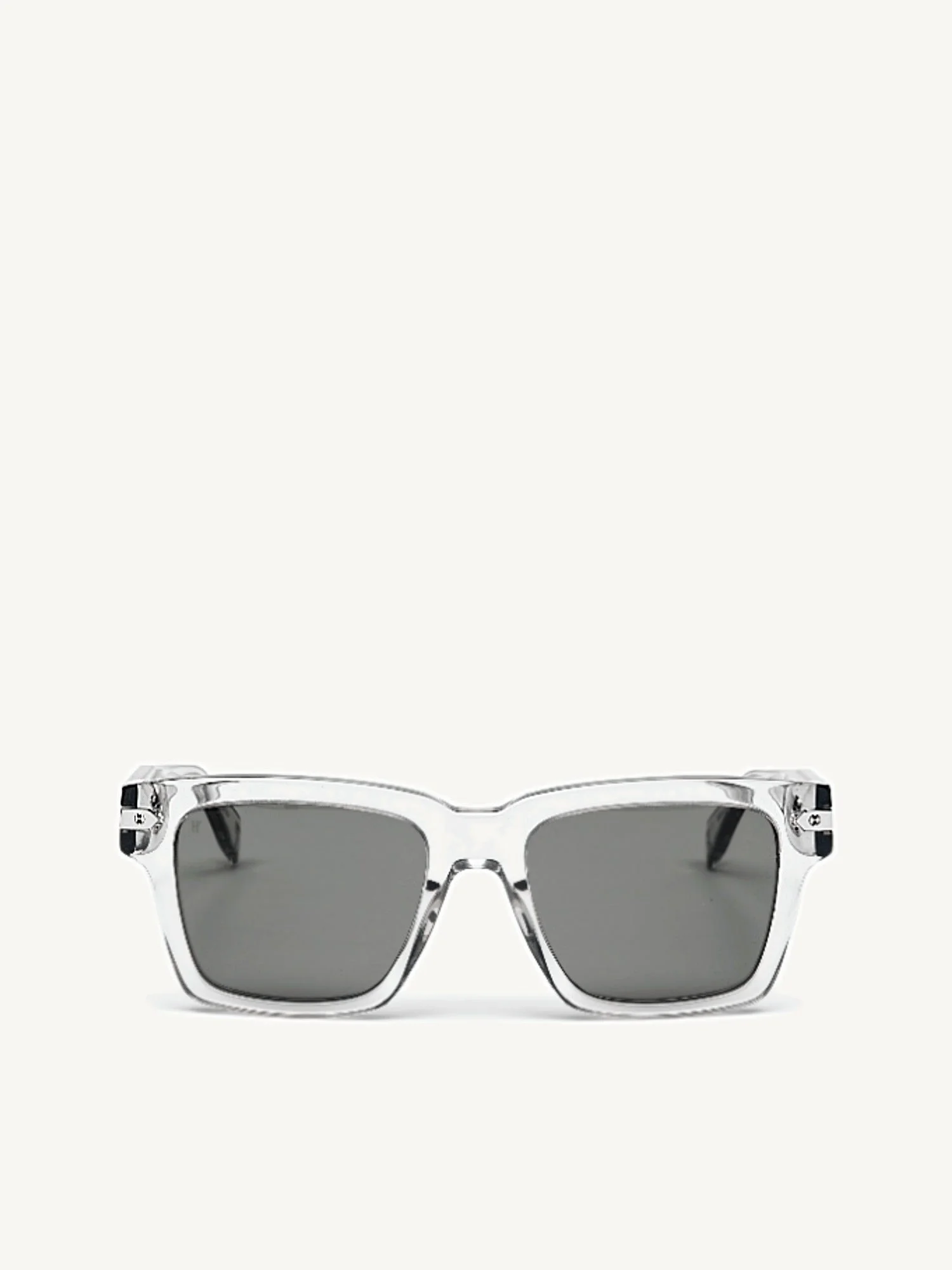 Crystal Square Acetate Sunglasses with Solid Smoke Lens - 1