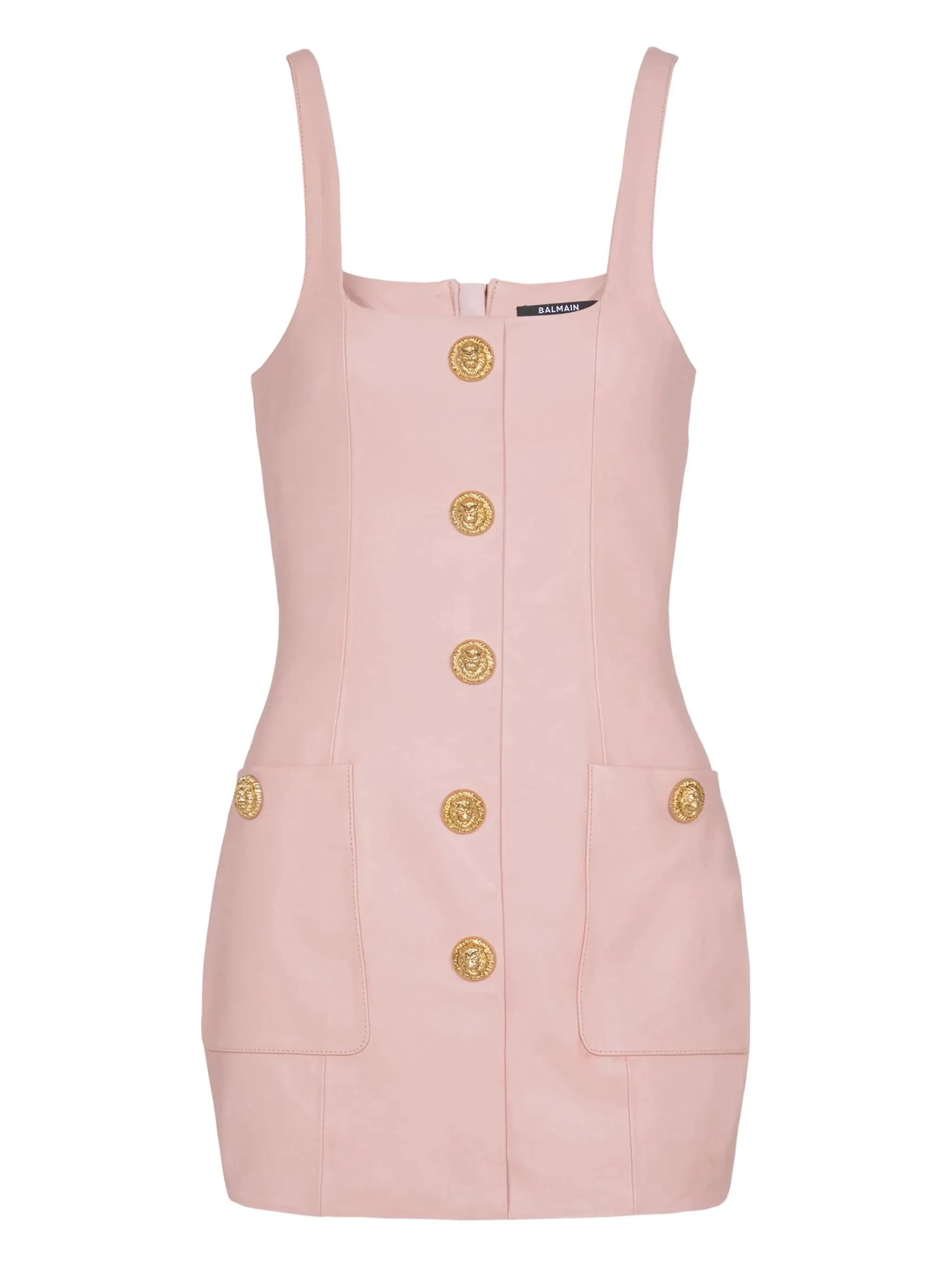 Balmain Button-embellished Leather Mini Dress - 1