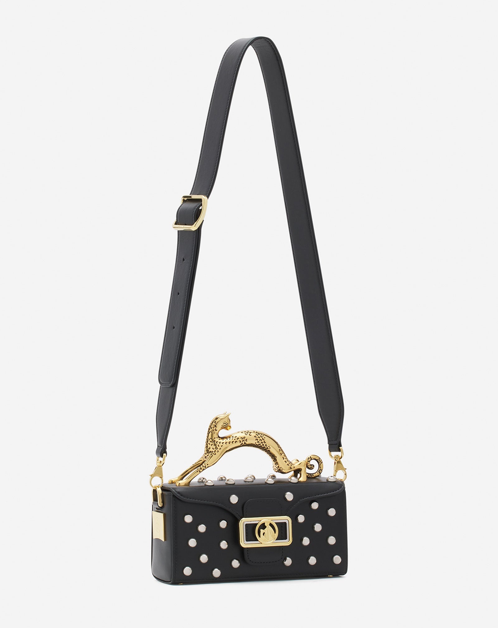 STUDDED LEATHER NANO PENCIL CAT BAG - 3