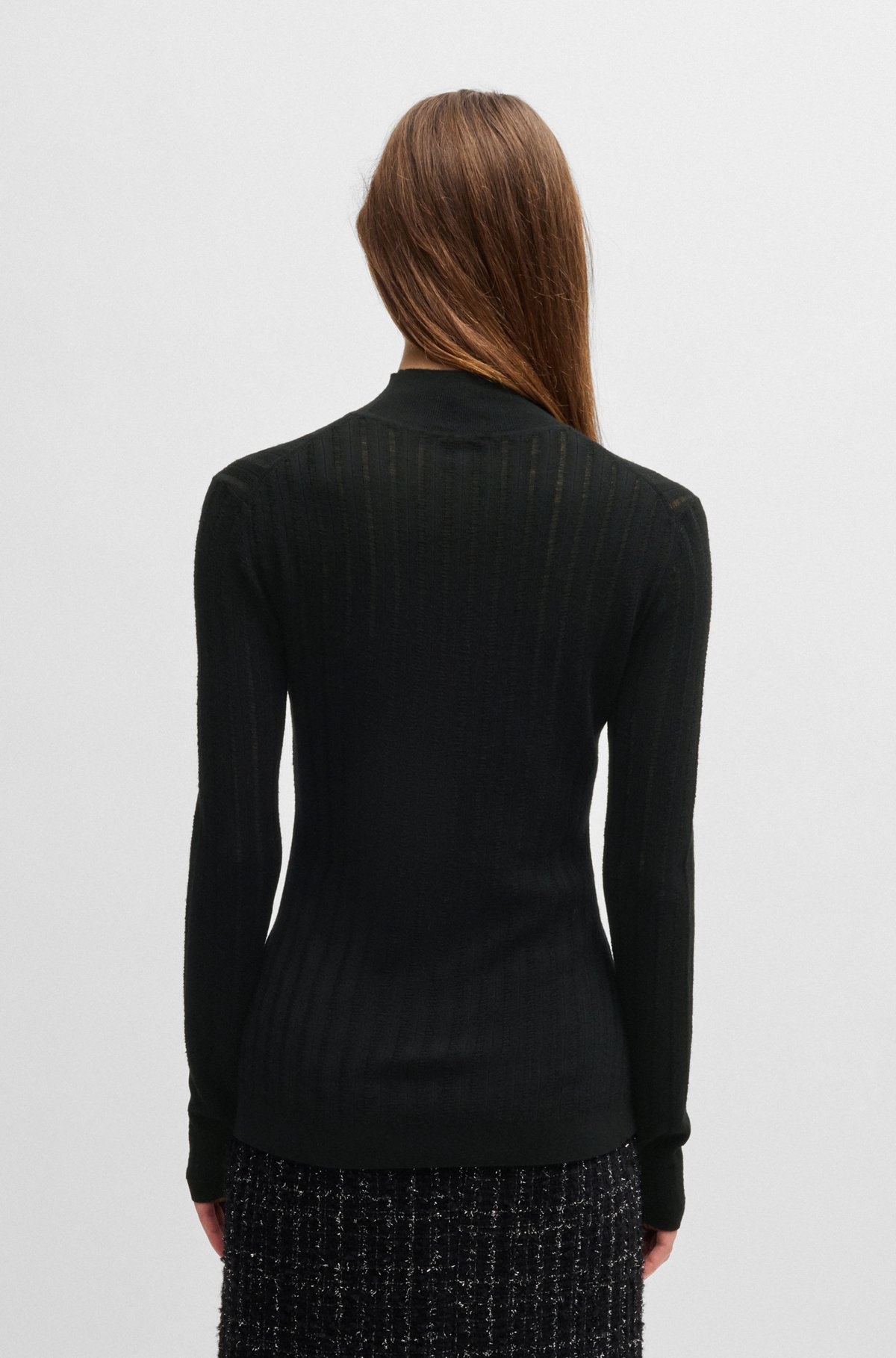 WOOL SWEATER WITH STRUCTURED STRIPES - 4
