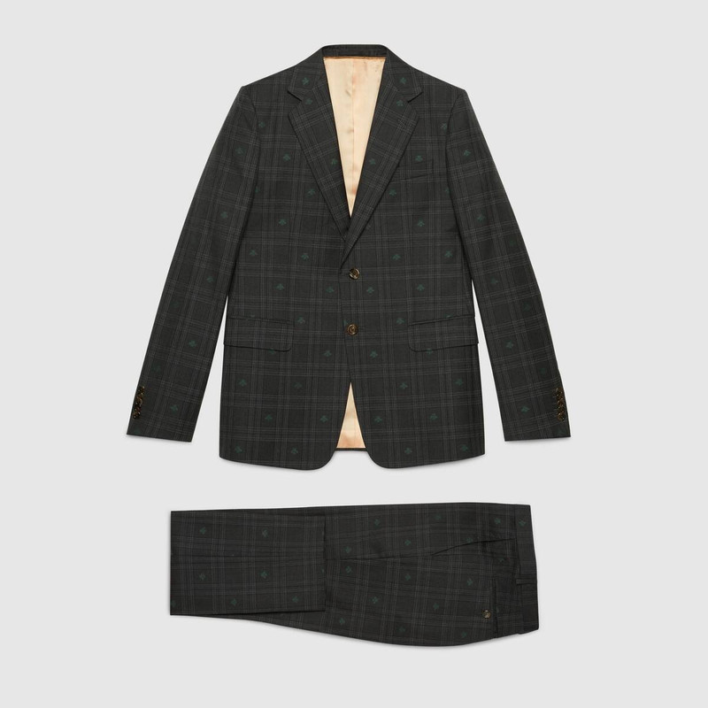 Bee check wool suit 1
