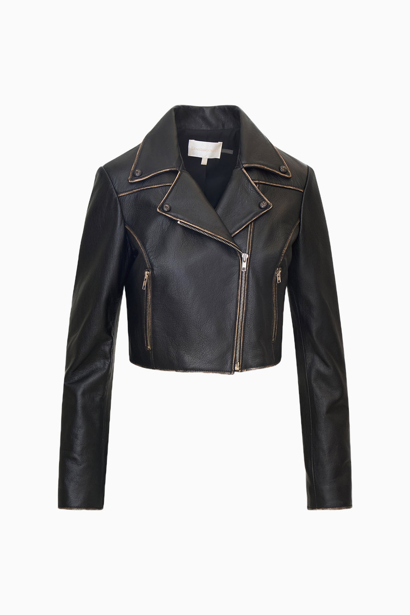 Nyssara Distressed Leather Jacket 1