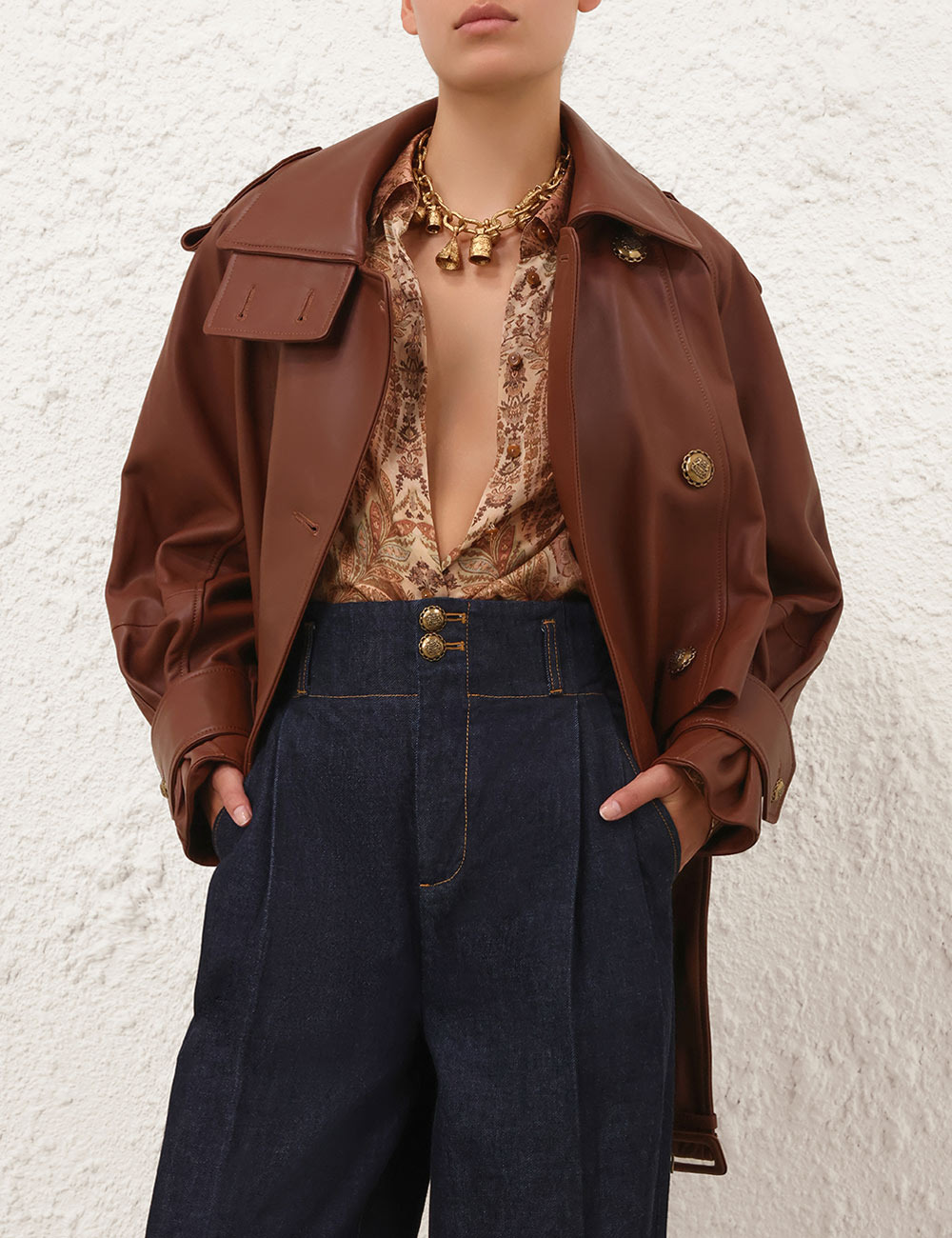HYPNOTIC LEATHER CROP TRENCH - 2