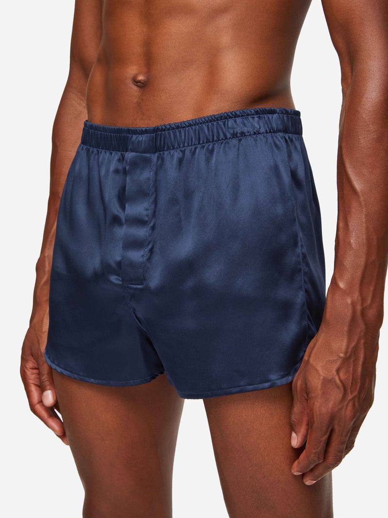 Men's Modern Fit Boxers Bailey Silk Satin Navy - 2