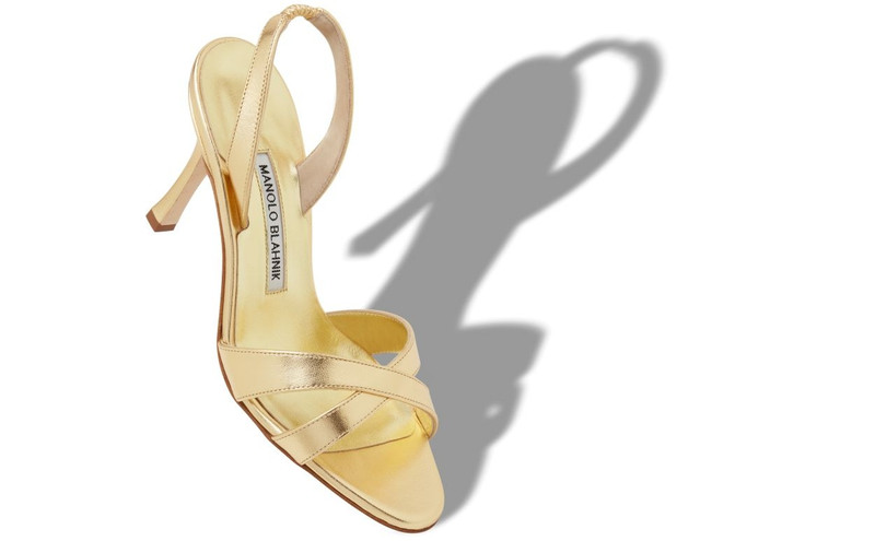 Manolo Blahnik Gold Nappa Leather Slingback Sandals outlook