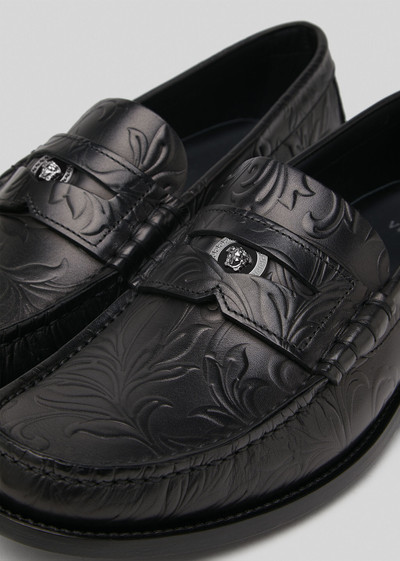 VERSACE Embossed Barocco Leather Loafers outlook