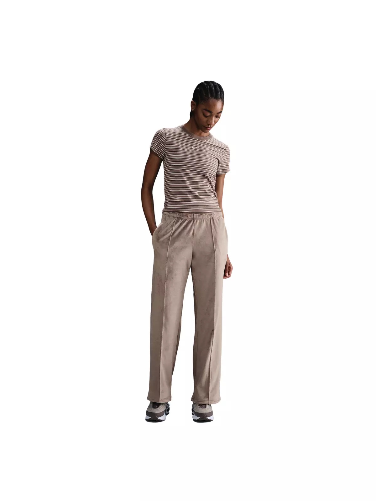 Women's Sportswear Chill Knit Mid-Rise Velour Pants - Brown - 3