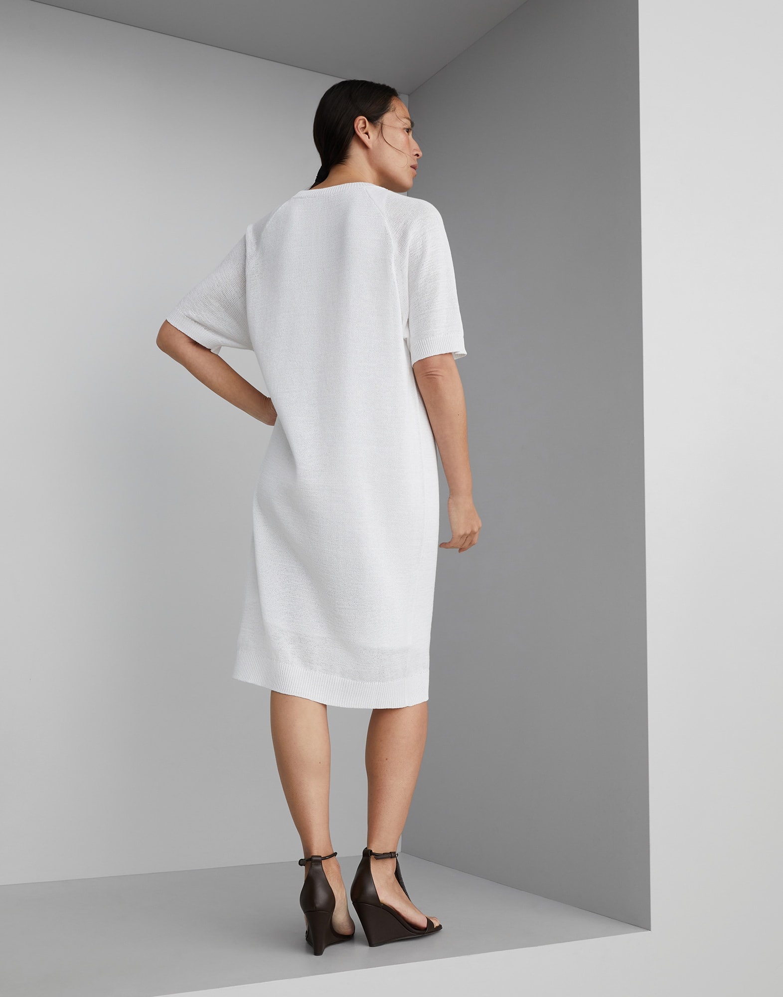 Cotton knit dress with shiny piping - 2