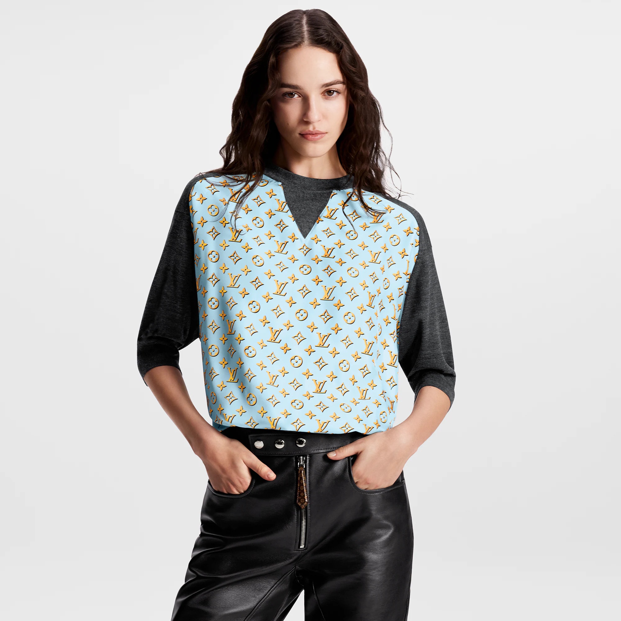 3D Monogram Insert Knit Top - 5