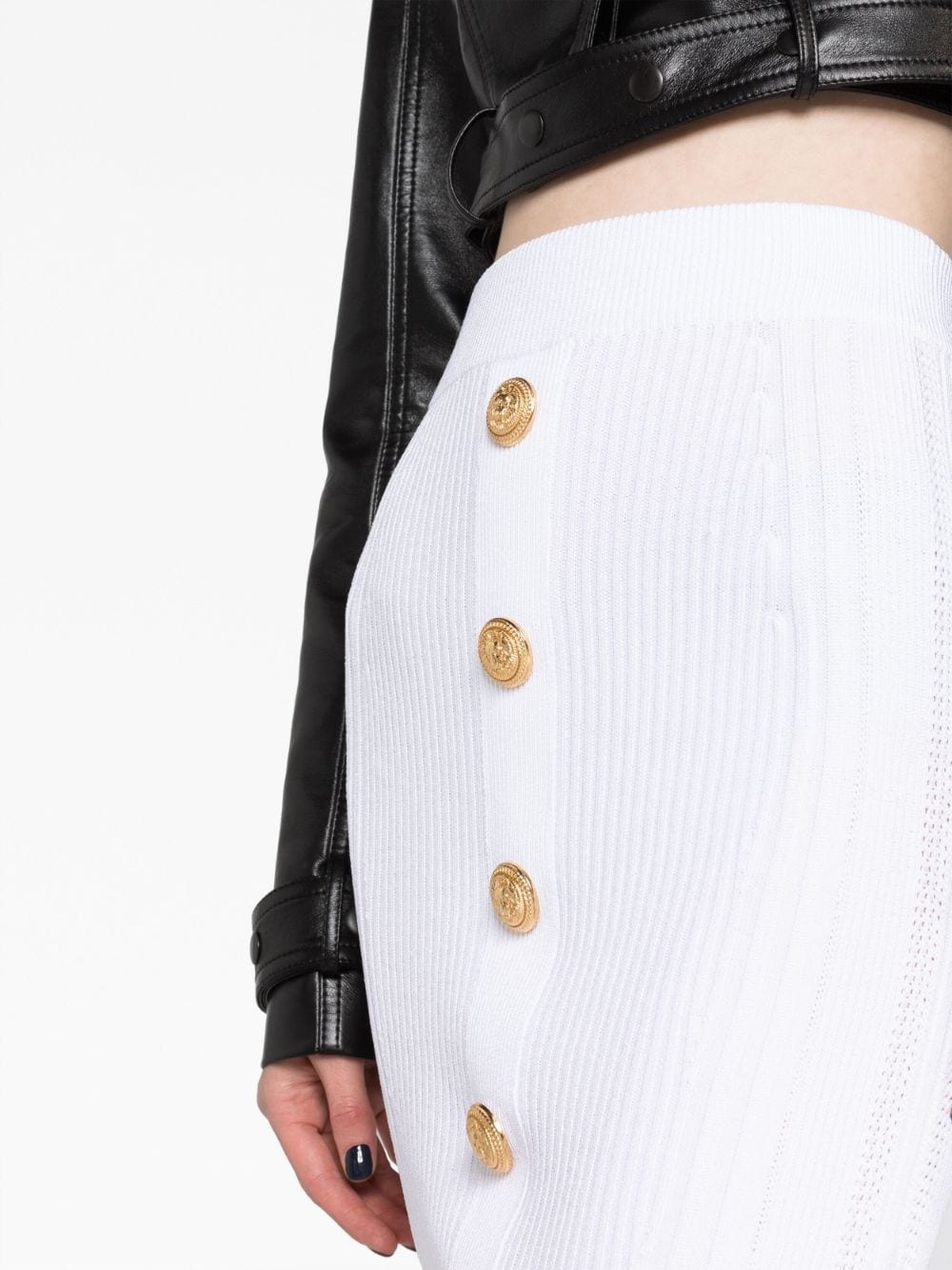 Balmain High Waist Buttoned Knit Skirt - 5