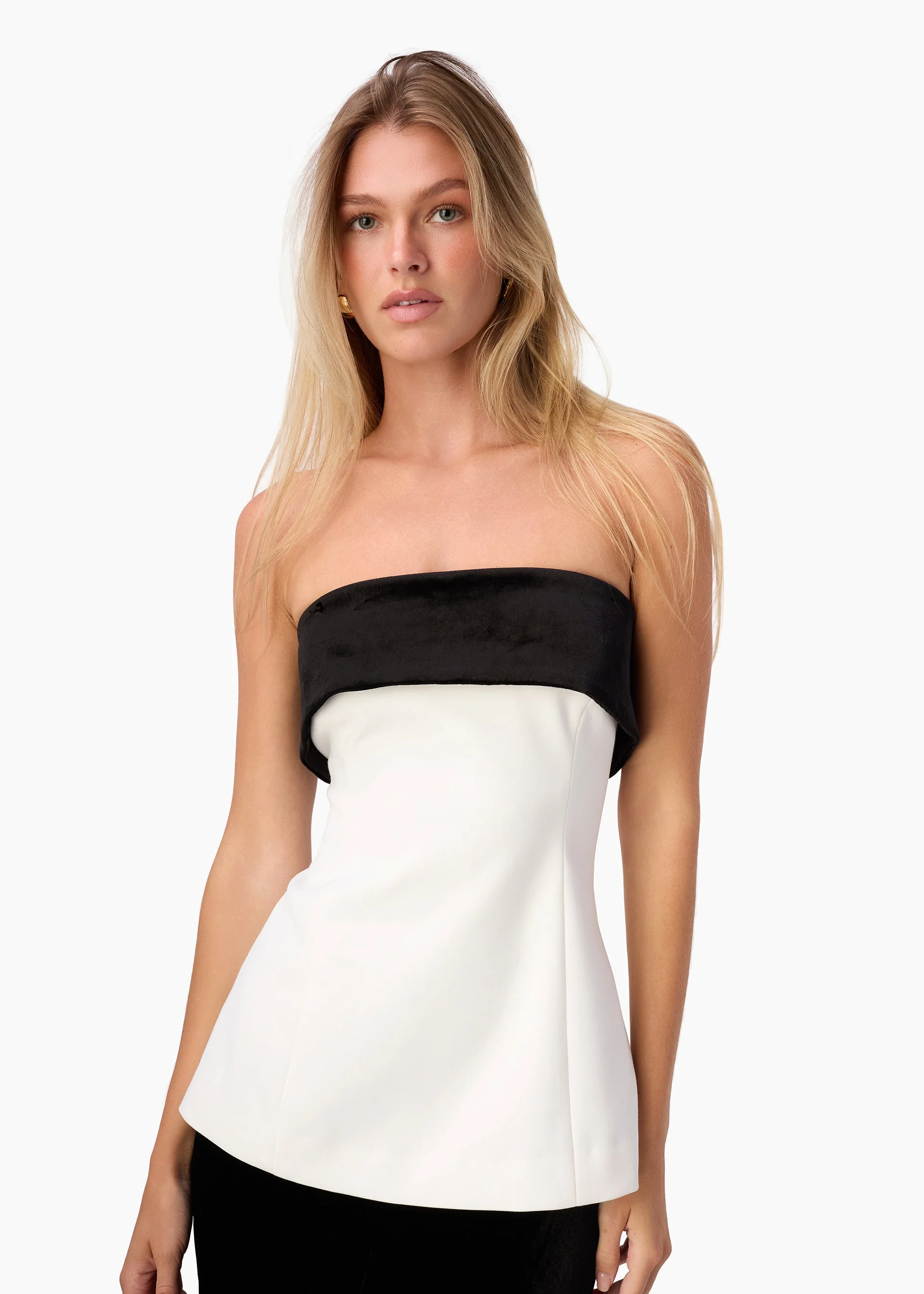 ROHAN STRAPLESS TOP WHITE/BLACK - 1