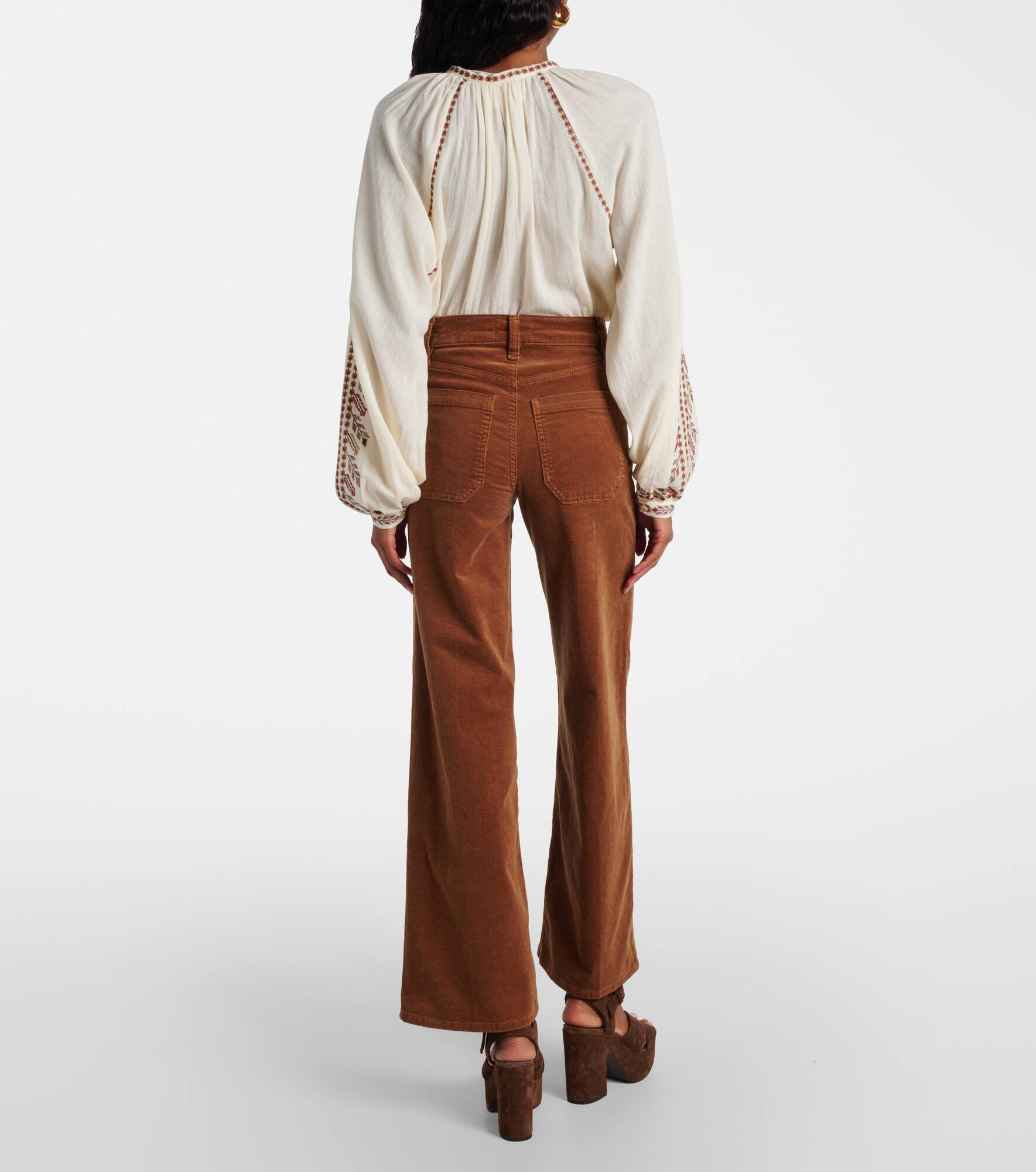 Le Slim Palazzo cotton corduroy wide-leg pants - 3