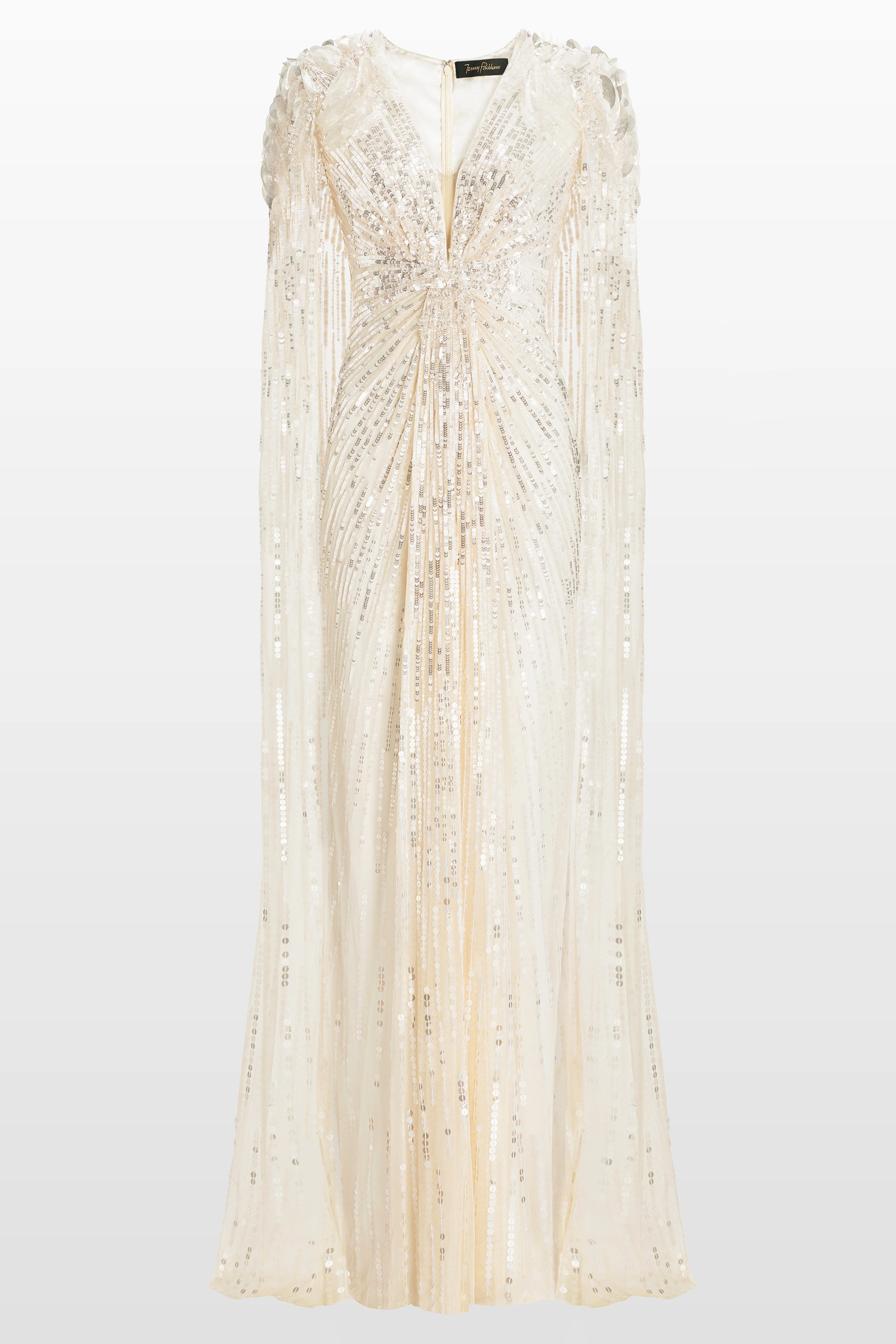 Jenny Packham Goldfinger Sequin-Embellished Maxi Dress in Vanilla at Nordstrom - 1