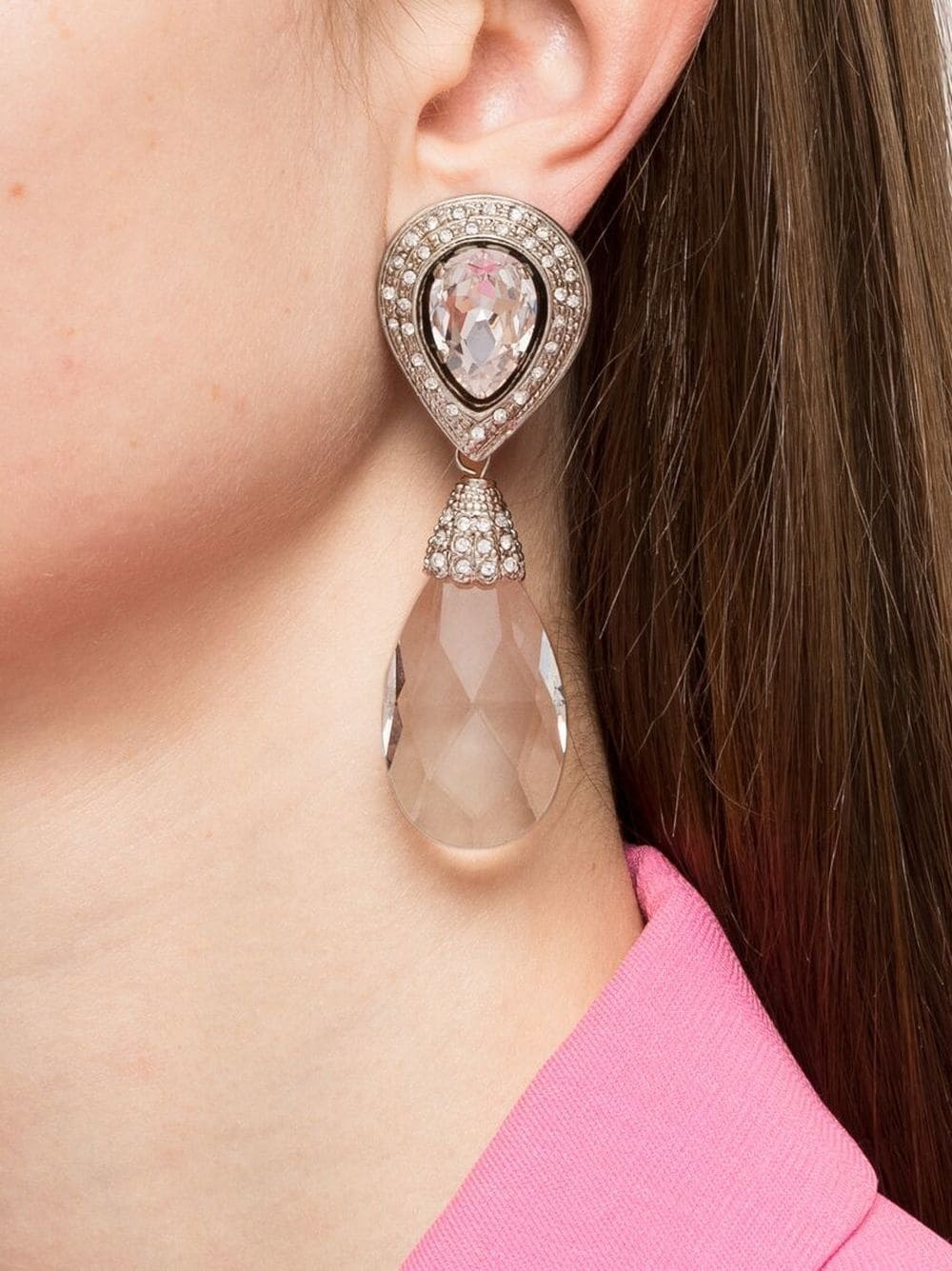 crystal-drop teardrop earrings - 2