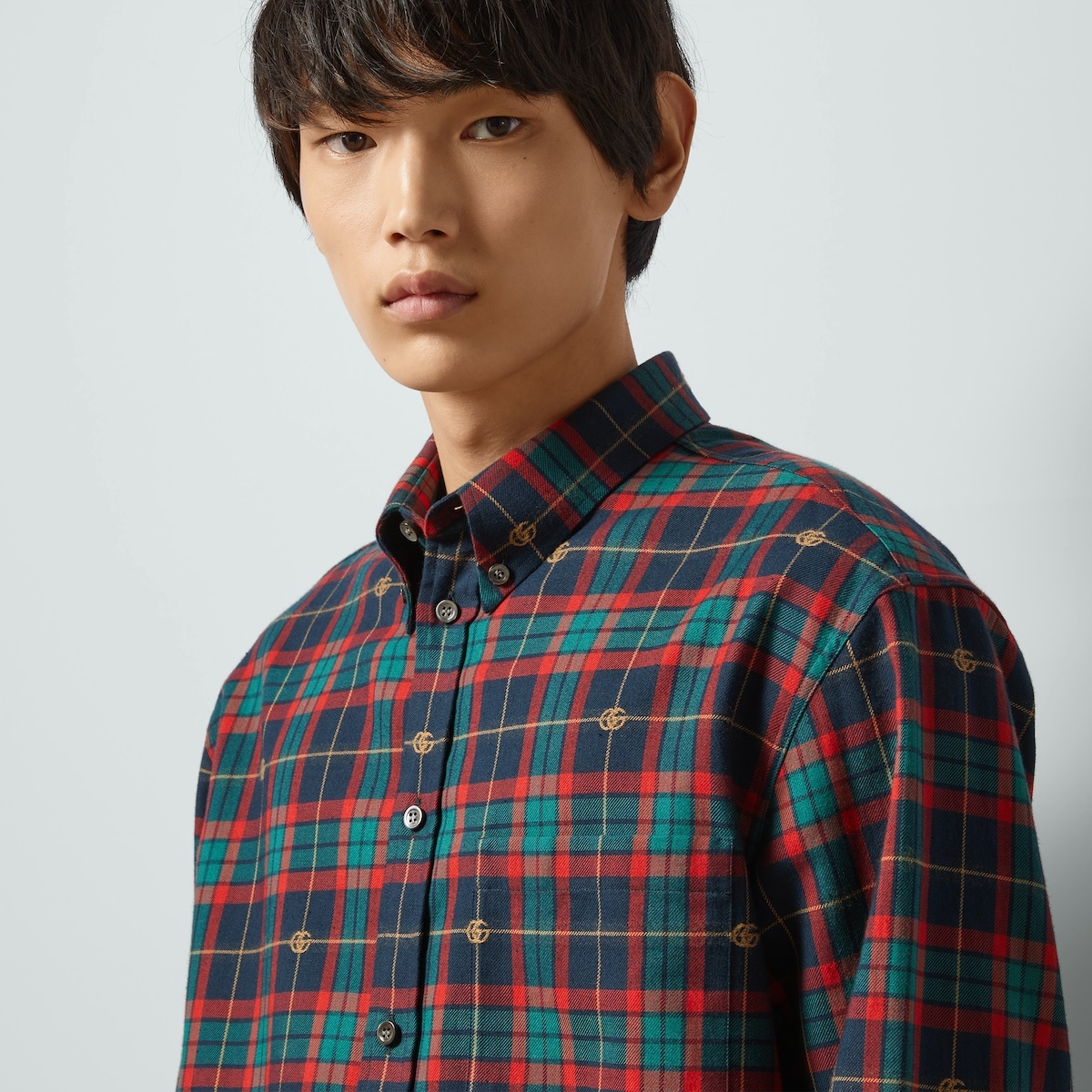 Double G tartan cotton shirt - 3