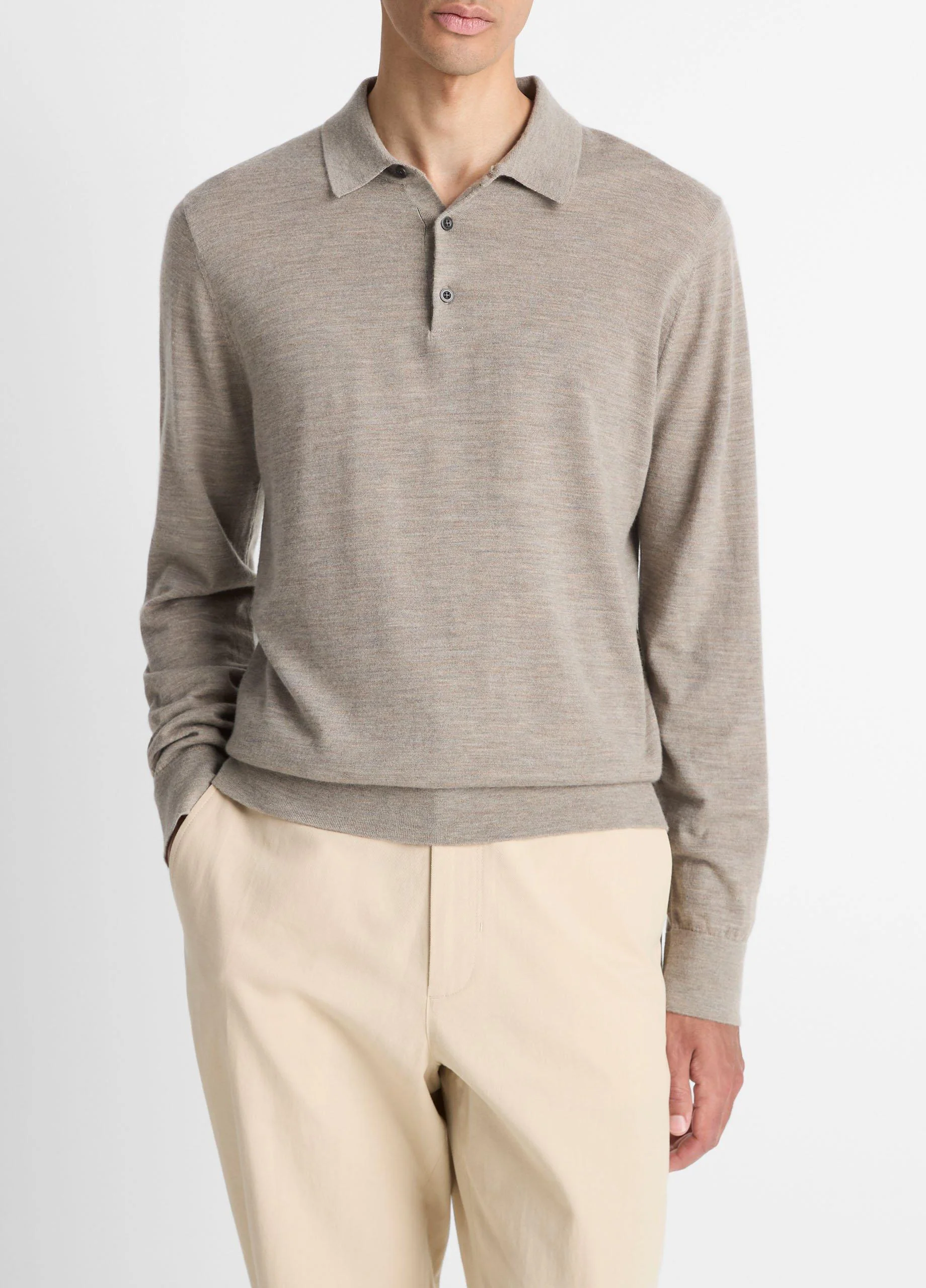 Featherweight Merino Wool-Cashmere Polo Sweater - 1