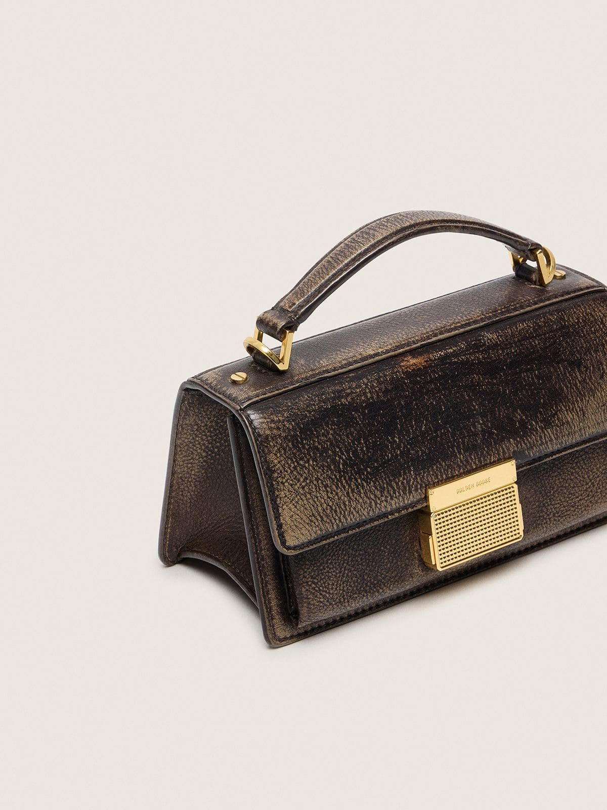 Small Venezia Bag in dark brown leather with gold buckle - 4