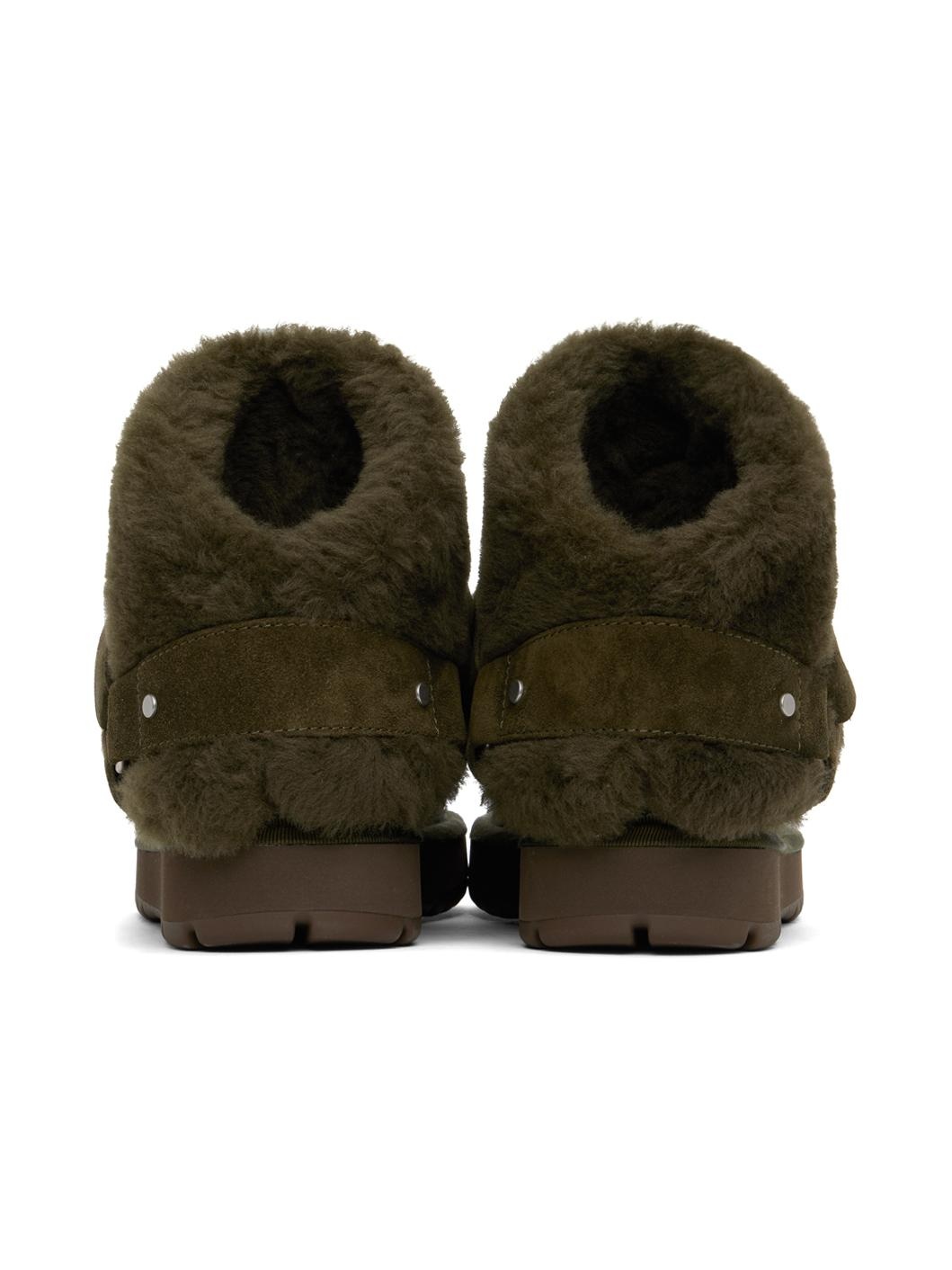 Green Suede & Shearling Chubby Boots - 2