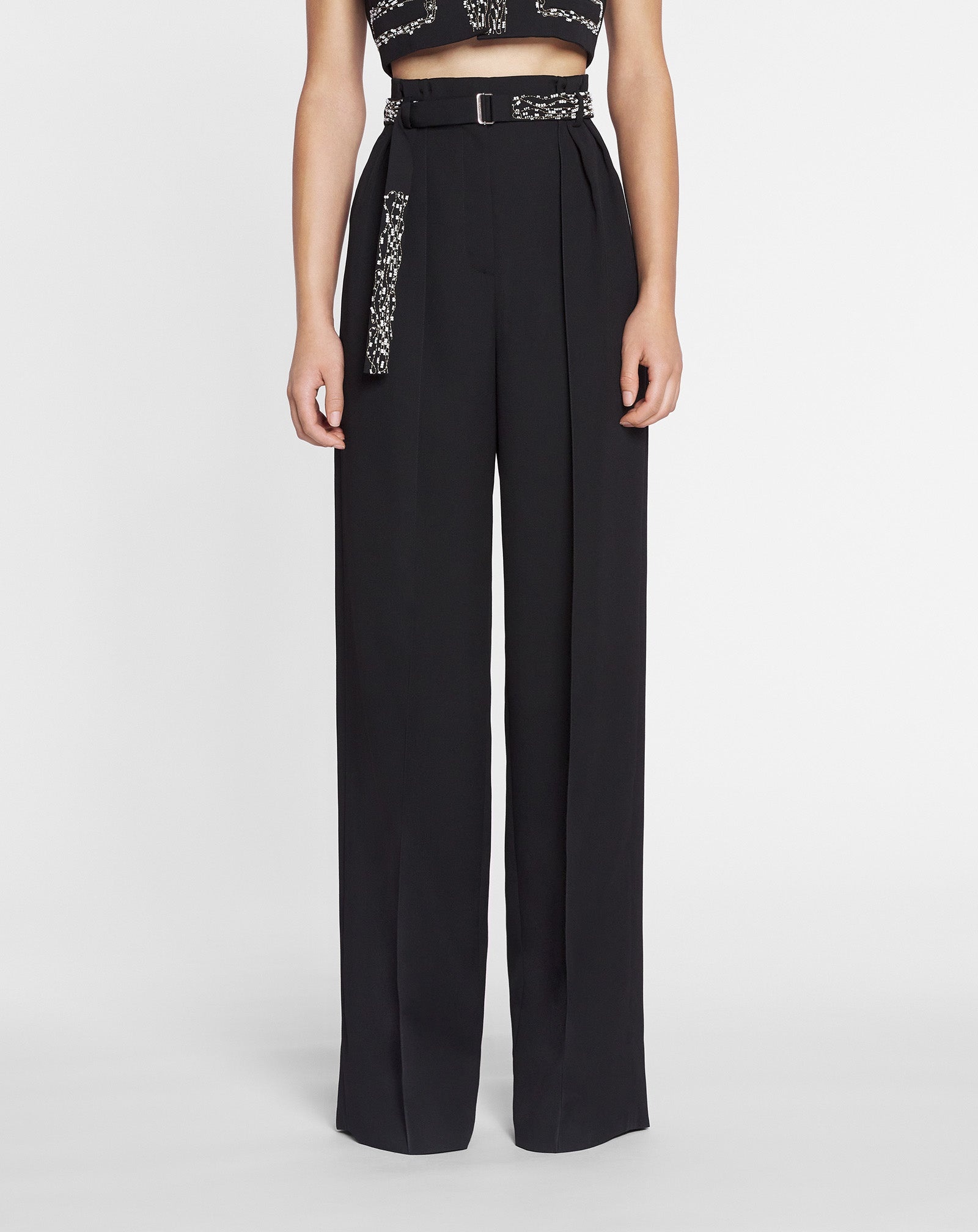 EMBROIDERED WIDE-LEG PANTS - 3