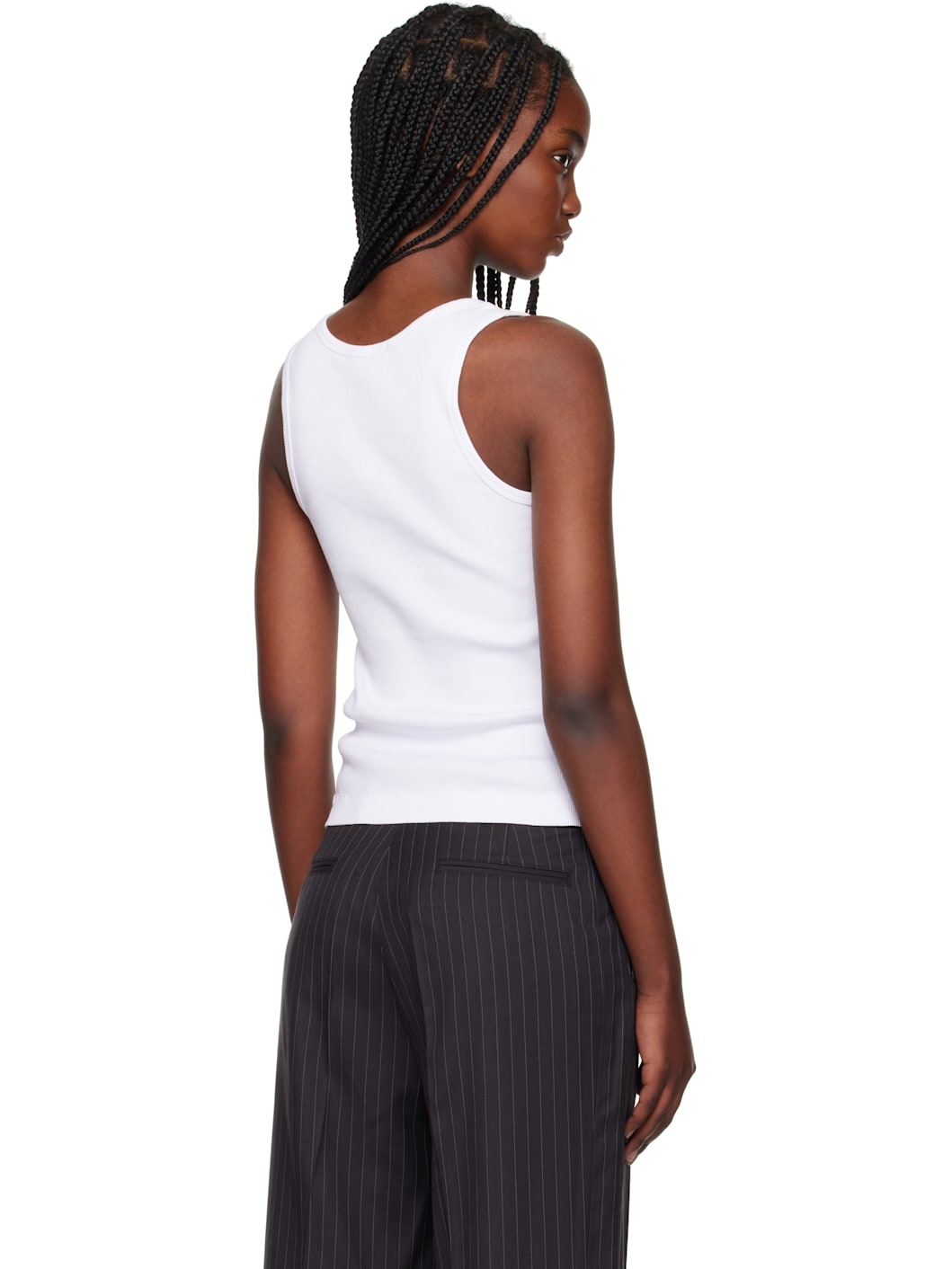 White Baby Fox Ribbed Tank Top - 3