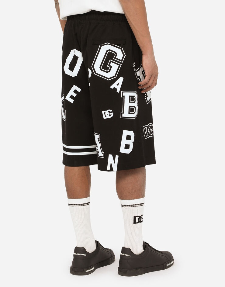 Cotton jogging shorts with all-over DG print - 5